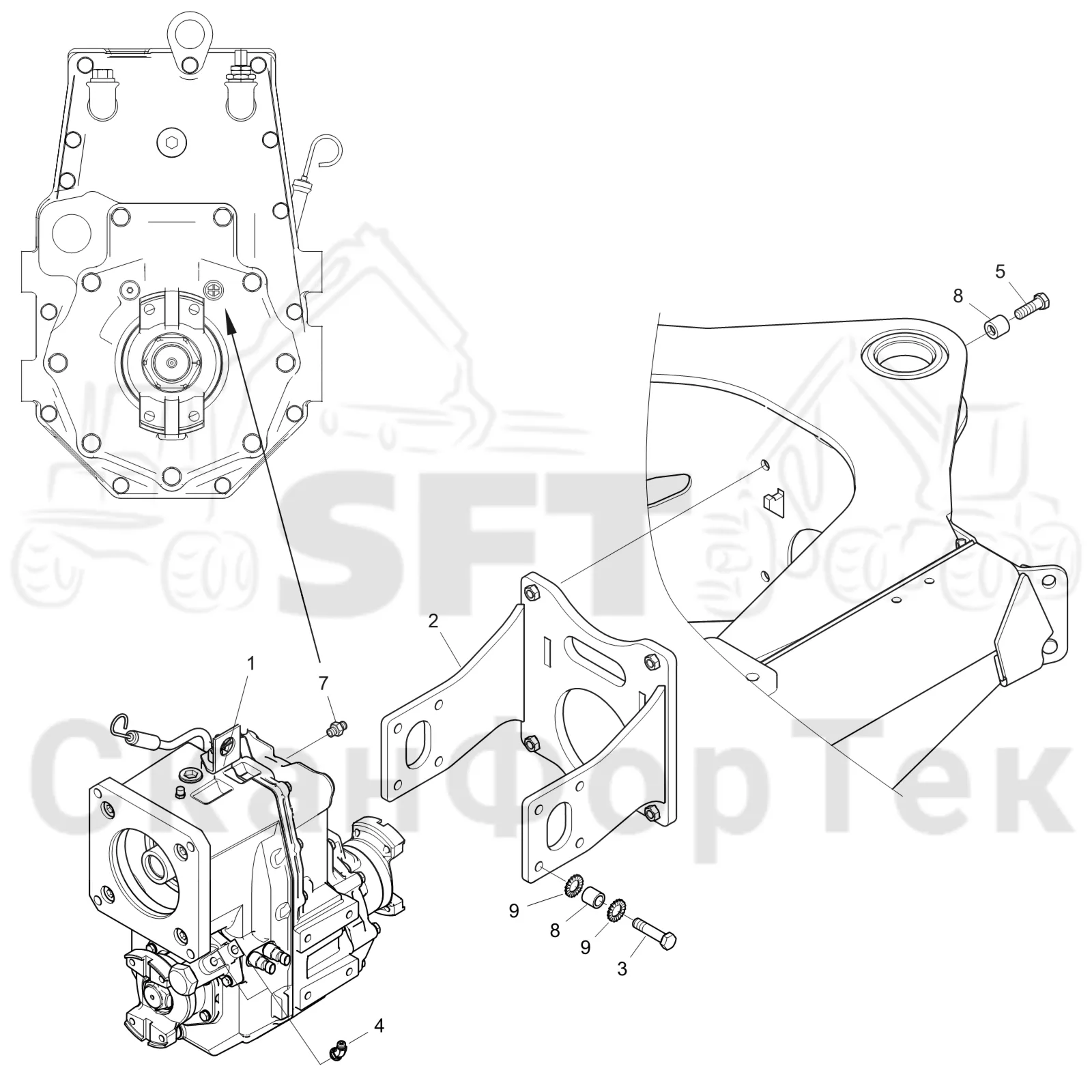 Схема: Komatsu / Форвардер / 875 S/N 8750000010- / Каталог запасных частей / Коробка передач / Редуктор