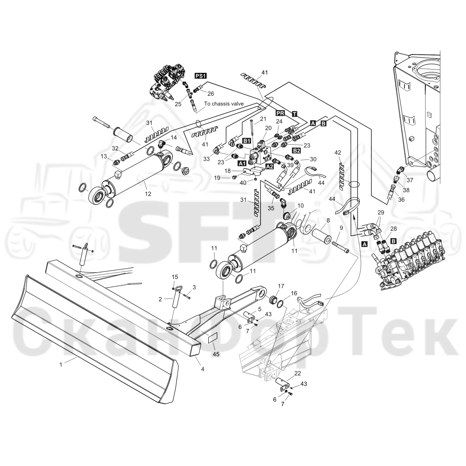 Схема: Komatsu / Форвардер / 895 S/N 8950011010- / Каталог запасных частей / шасси / Строгальное лезвие