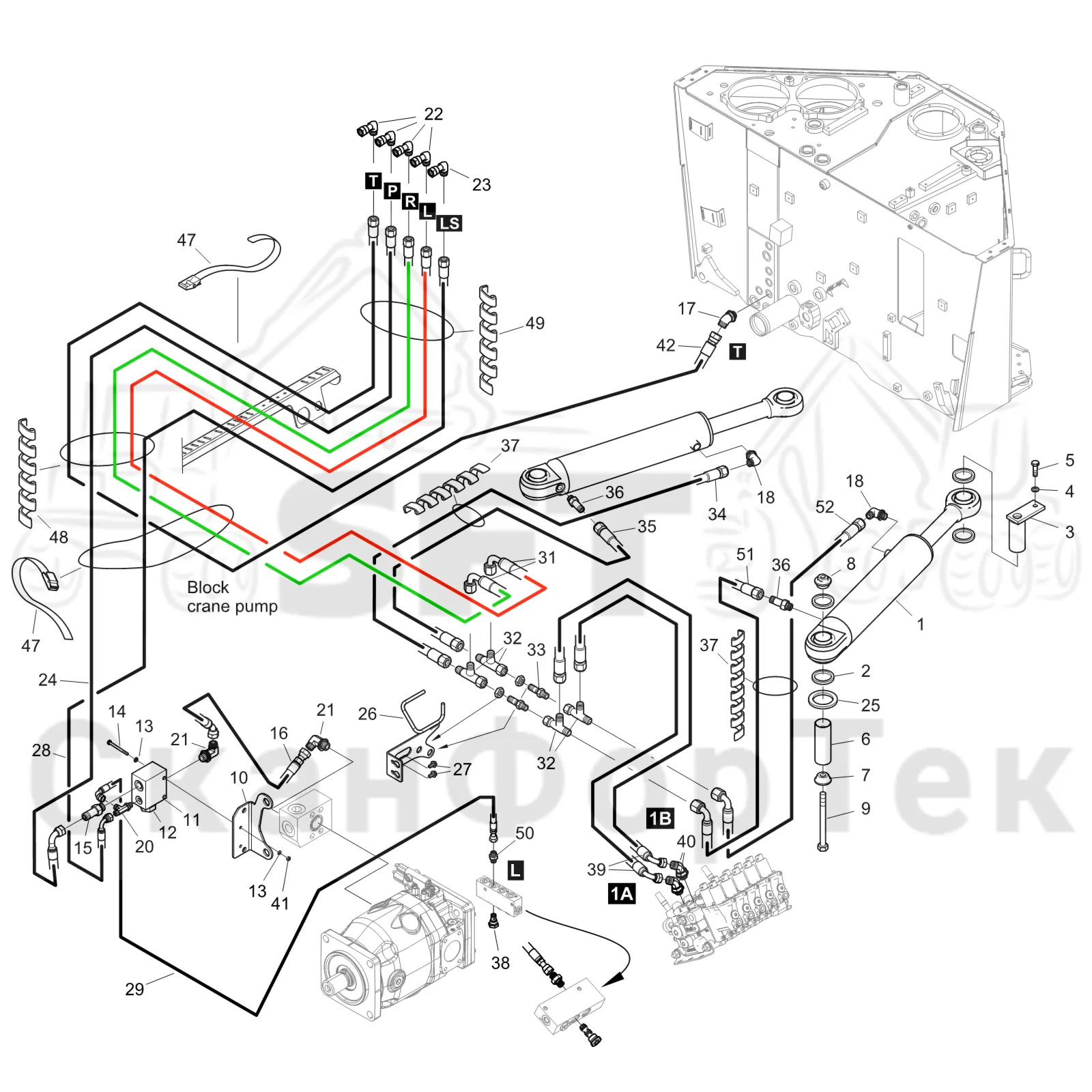 Схема: Komatsu / Форвардер / 895 S/N 8950011010- / Каталог запасных частей / Рулевое управление / Рулевое управление с системой Orbitrol Comfort Ride