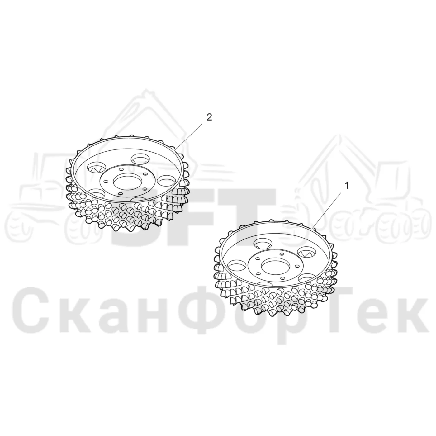 Схема: Komatsu / Головки лесозаготовительной машины / 300 Головки лесозаготовительной машины / 340 / Каталог запасных частей / Подача / Подающий ролик VFR 4040