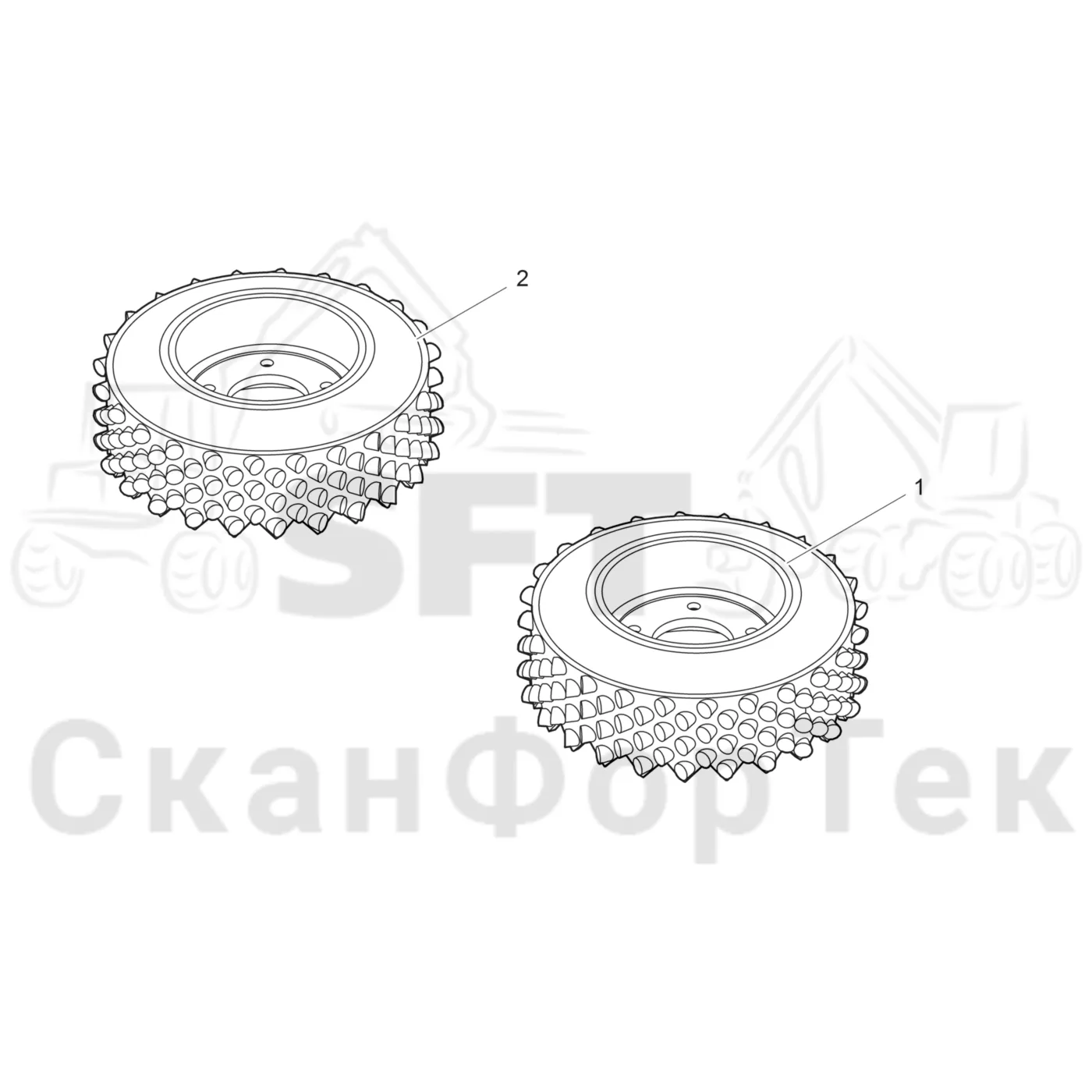 Схема: Komatsu / Лесозаготовительные машины / 901TX / Каталог запасных частей / Лесозаготовительное оборудование / Головка лесозаготовительной машины / 340 / Каталог запасных частей / Подача / Подающий ролик VFR