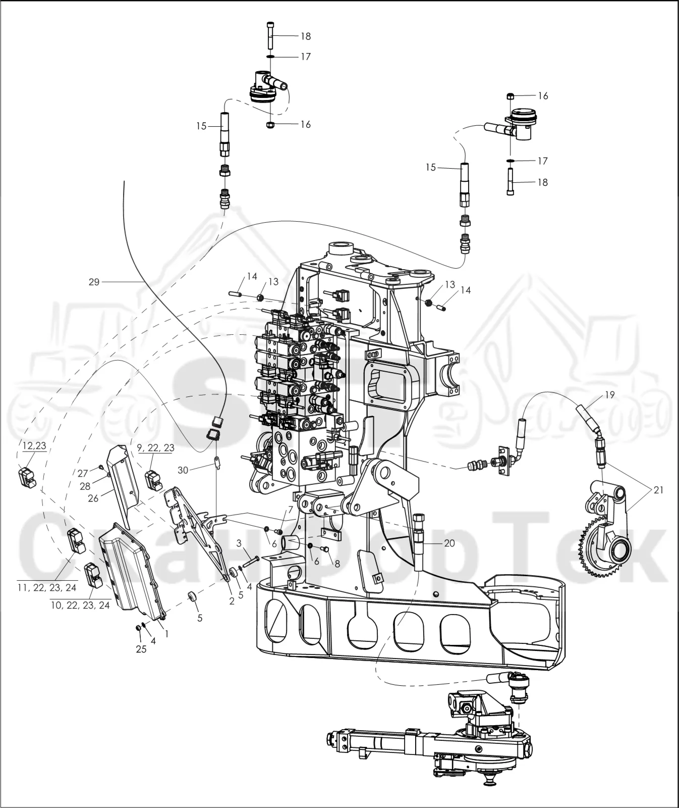 Схема: Komatsu / Лесозаготовительные машины / 901TX .1 / Каталог запасных частей / Лесозаготовительное оборудование / Головка лесозаготовительной машины / 340 / Каталог запасных частей / Система управления / Компьютер