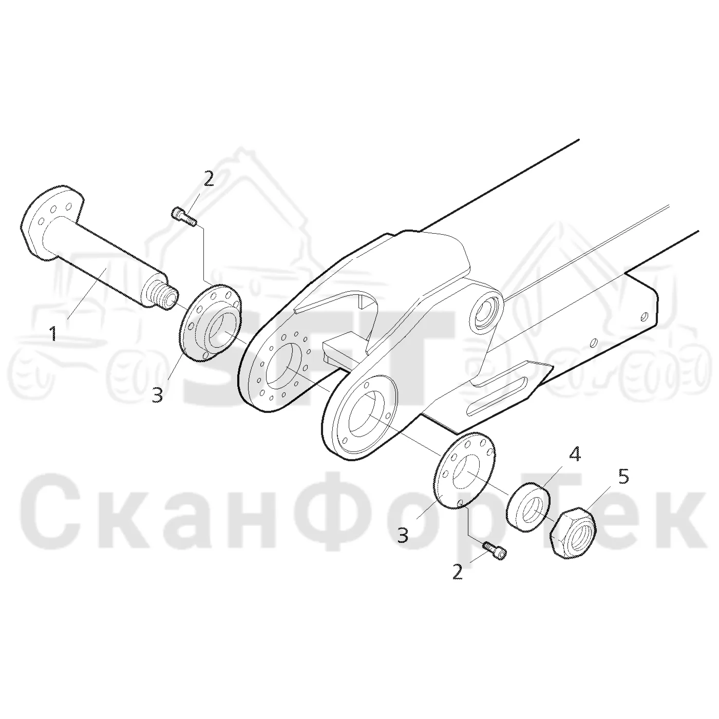 Схема: Komatsu / Лесозаготовительные машины / 901TX .1 / Каталог запасных частей / Лесозаготовительное оборудование / Головка лесозаготовительной машины / 350.1 / Каталог запасных частей / Поворотные устройства и звенья / Подъемный кран и головка / Набор для цапфы CRN