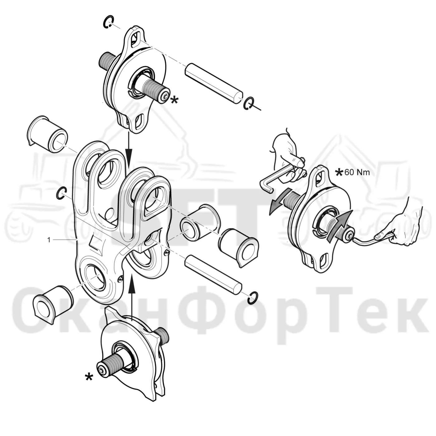 Схема: Komatsu / Лесозаготовительные машины / 901 S/N 9010053267- / Каталог запасных частей / Лесозаготовительное оборудование / Головка лесозаготовительной машины / C93 / Каталог запасных частей / Поворотные устройства и звенья / Демпфер поворота MDB 1-1