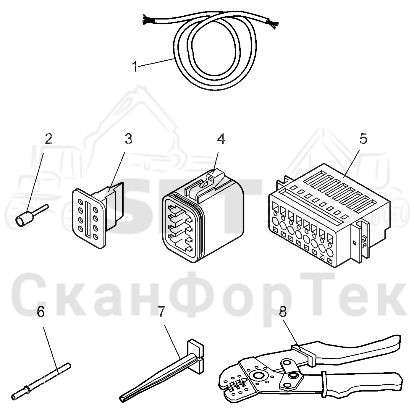Схема: Valmet / Лесозаготовительные машины / Valmet 901.4 / Valmet 901.4 / Каталог запасных частей / Лесозаготовительное оборудование / Головка лесозаготовительной машины / Valmet 350.1 / Каталог запасных частей / Поворотные устройства и звенья / Подъемный кран и головка / Головка подъемного крана Общие сведения / Проводка