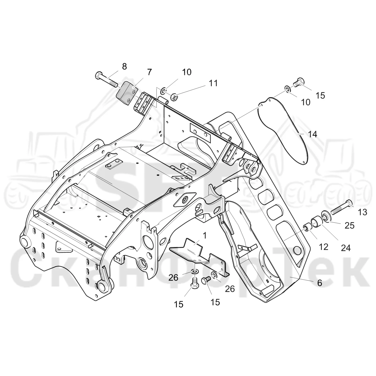 Схема: Komatsu / Лесозаготовительные машины / 911 S/N 9110062167- / Каталог запасных частей / Лесозаготовительное оборудование / Головка лесозаготовительной машины / 360.2 / Каталог запасных частей / шасси / шасси