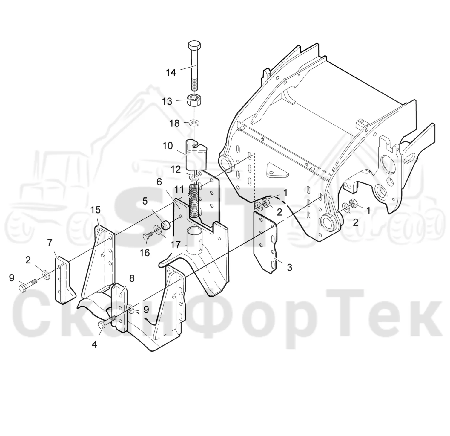Схема: Valmet / Лесозаготовительные машины / Valmet 941 / Valmet 941 Ch 12071- / Valmet 941 Ch 12071- / Каталог запасных частей / Лесозаготовительное оборудование / Головка лесозаготовительной машины / Valmet 370 E / Valmet 370 E / Valmet 370 E Ch. 11235- / Каталог запасных частей / Обрезка сучьев / Верхний сучкорезный нож