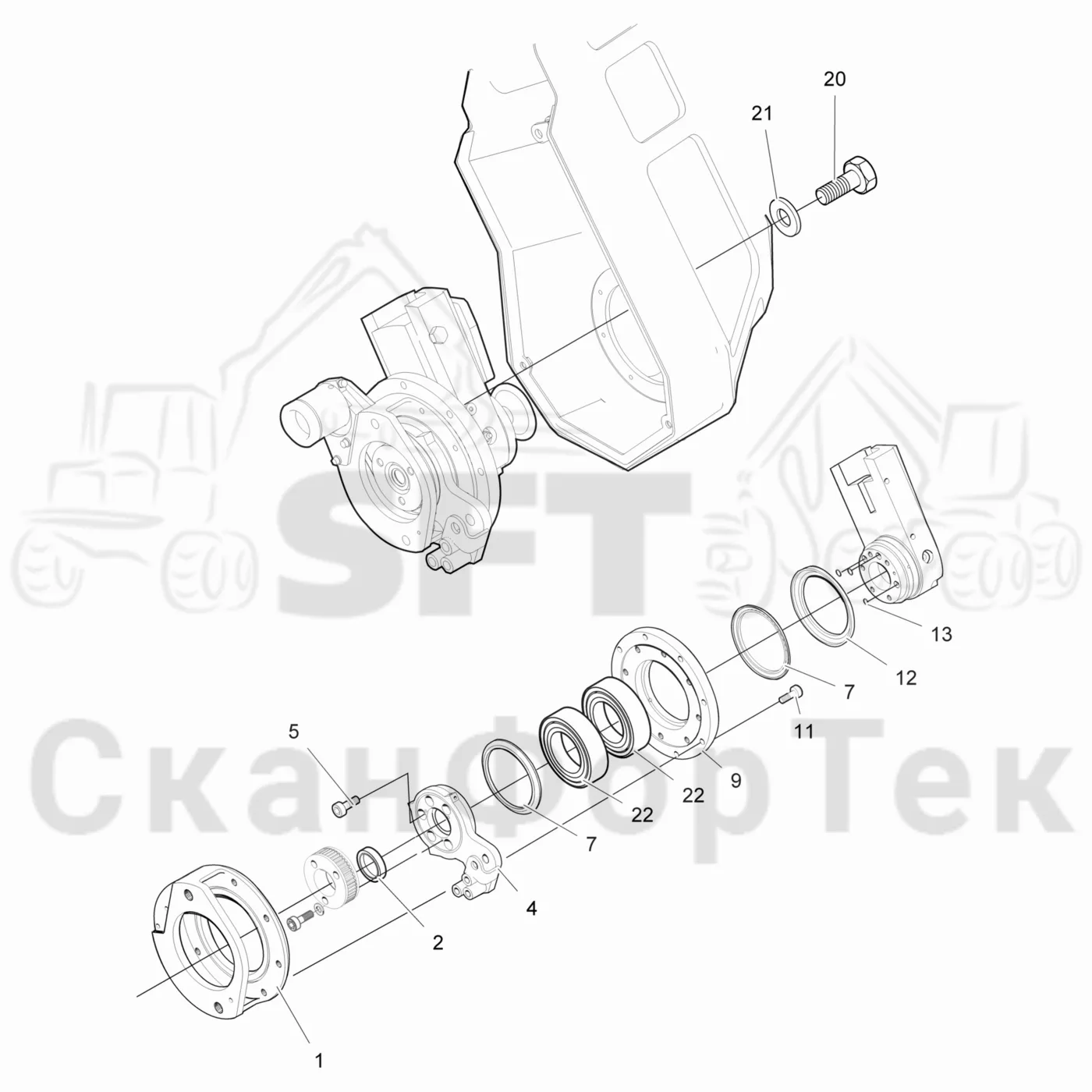 Схема: Komatsu / Лесозаготовительные машины / 931.1 / Каталог запасных частей / Лесозаготовительное оборудование / Головка лесозаготовительной машины / 360.2 / Каталог запасных частей / Резка / Устройство пиления на опоре