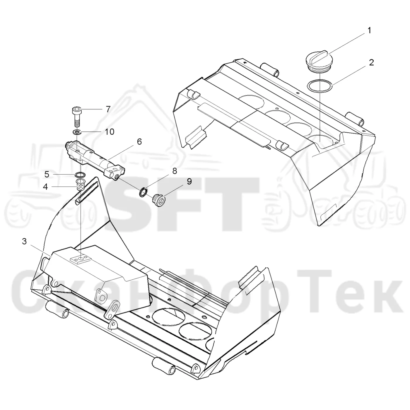 Схема: Komatsu / Лесозаготовительные машины / 911 S/N 9110062167- / Каталог запасных частей / Лесозаготовительное оборудование / Головка лесозаготовительной машины / 360.2 / Каталог запасных частей / Резка / Маслобак