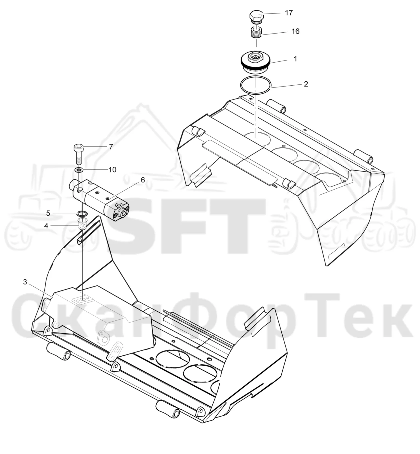 Схема: Komatsu / Лесозаготовительные машины / 931 S/N 9310021067- / Каталог запасных частей / Лесозаготовительное оборудование / Головка лесозаготовительной машины / 360.2 / Каталог запасных частей / Резка / Маслобак 3600023421-