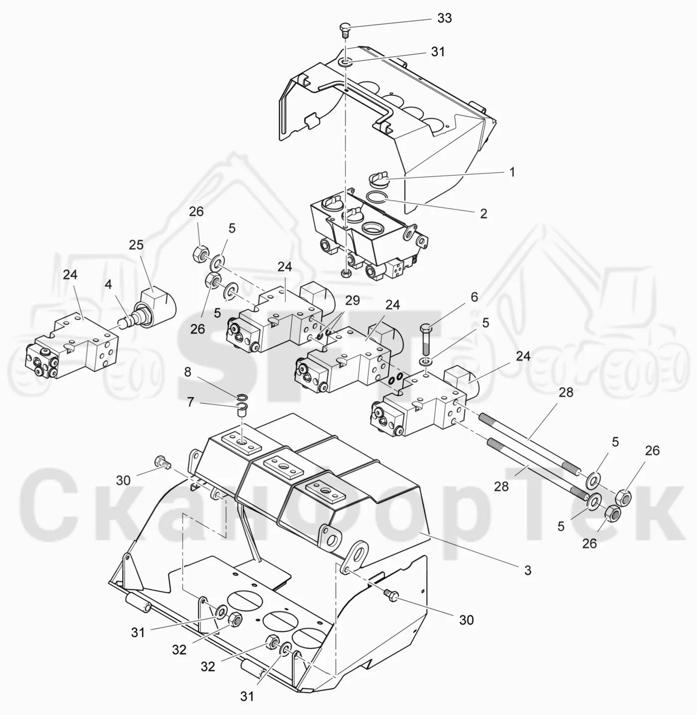 Схема: Komatsu / Головки лесозаготовительной машины / 300 Головки лесозаготовительной машины / 360.2 / Каталог запасных частей / Резка / Бак цветовой маркировки