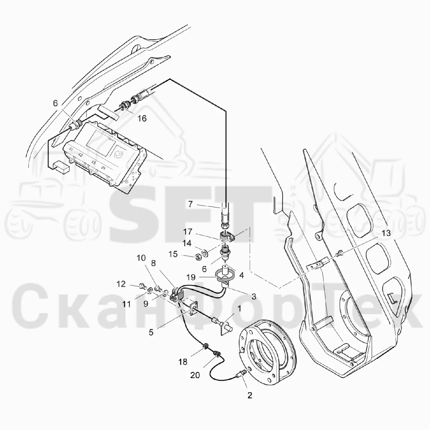 Схема: Komatsu / Лесозаготовительные машины / 931XC S/N 9313021208- / Каталог запасных частей / Лесозаготовительное оборудование / Головка лесозаготовительной машины / 370.2 / Каталог запасных частей / Резка / Электрооборудование устройства резки