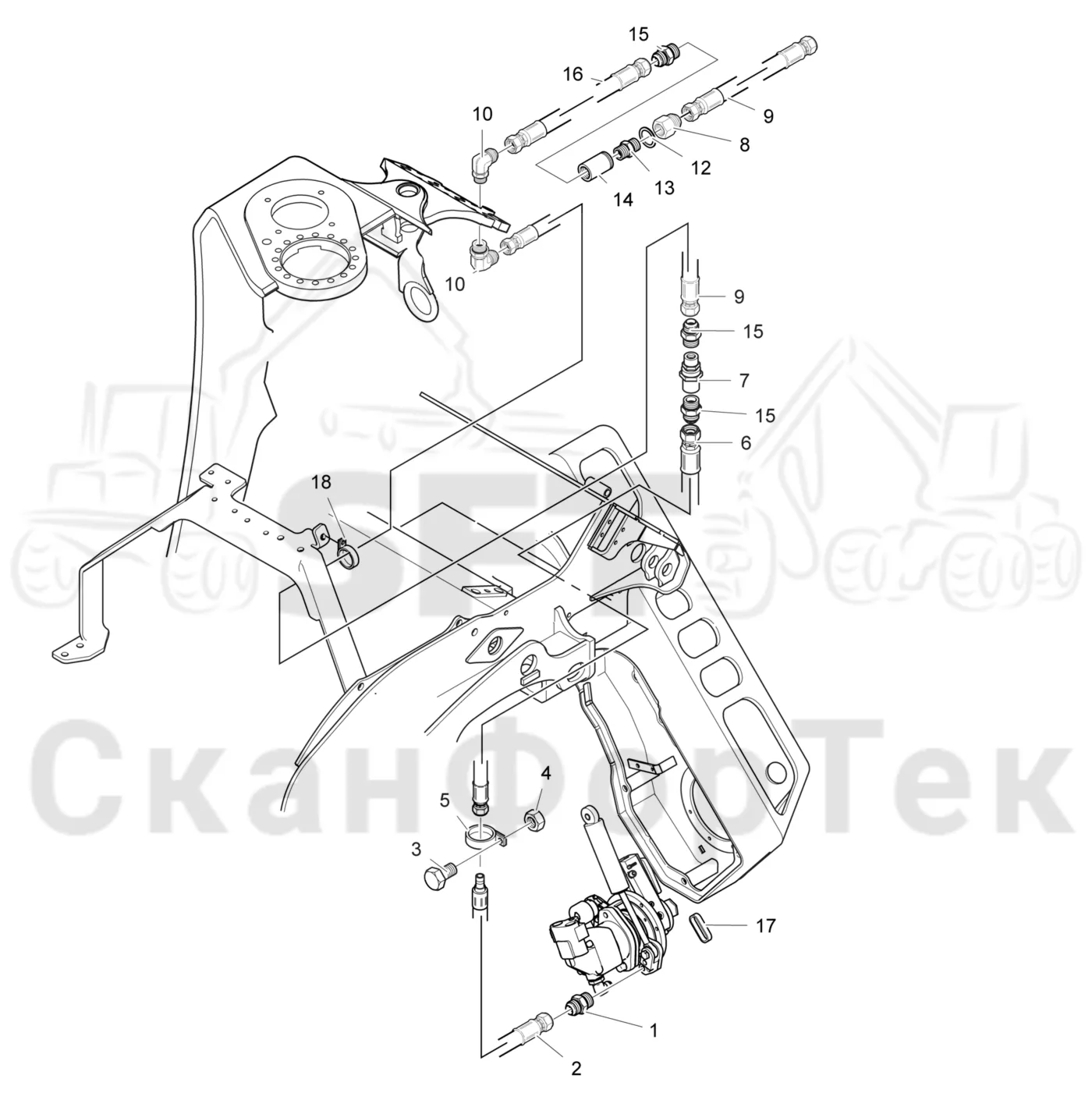 Схема: Komatsu / Лесозаготовительные машины / 931XC S/N 9313021208- / Каталог запасных частей / Лесозаготовительное оборудование / Головка лесозаготовительной машины / 370.2 / Каталог запасных частей / Резка / Корчевка пней 1600