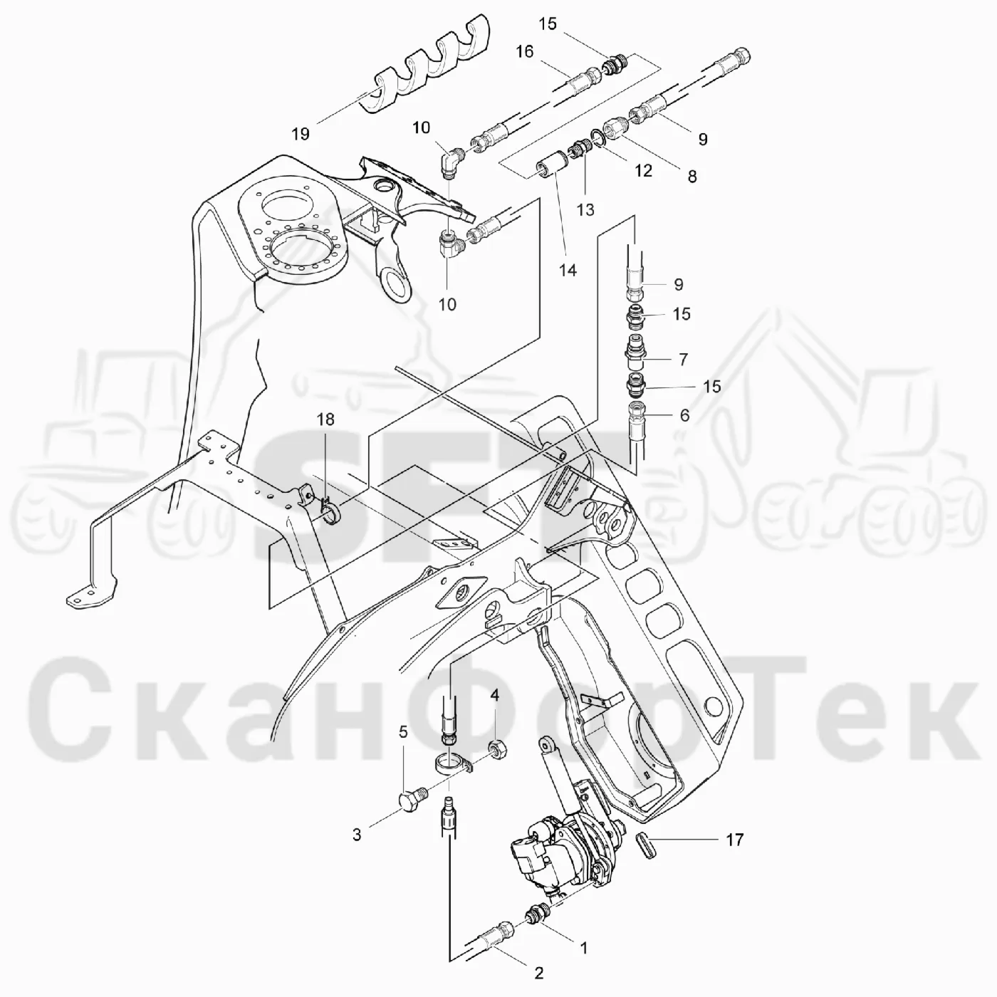Схема: Komatsu / Лесозаготовительные машины / 911 S/N 9112062167- / Каталог запасных частей / Лесозаготовительное оборудование / Головка лесозаготовительной машины / 370.2 / Каталог запасных частей / Резка / Корчевка пней CRH