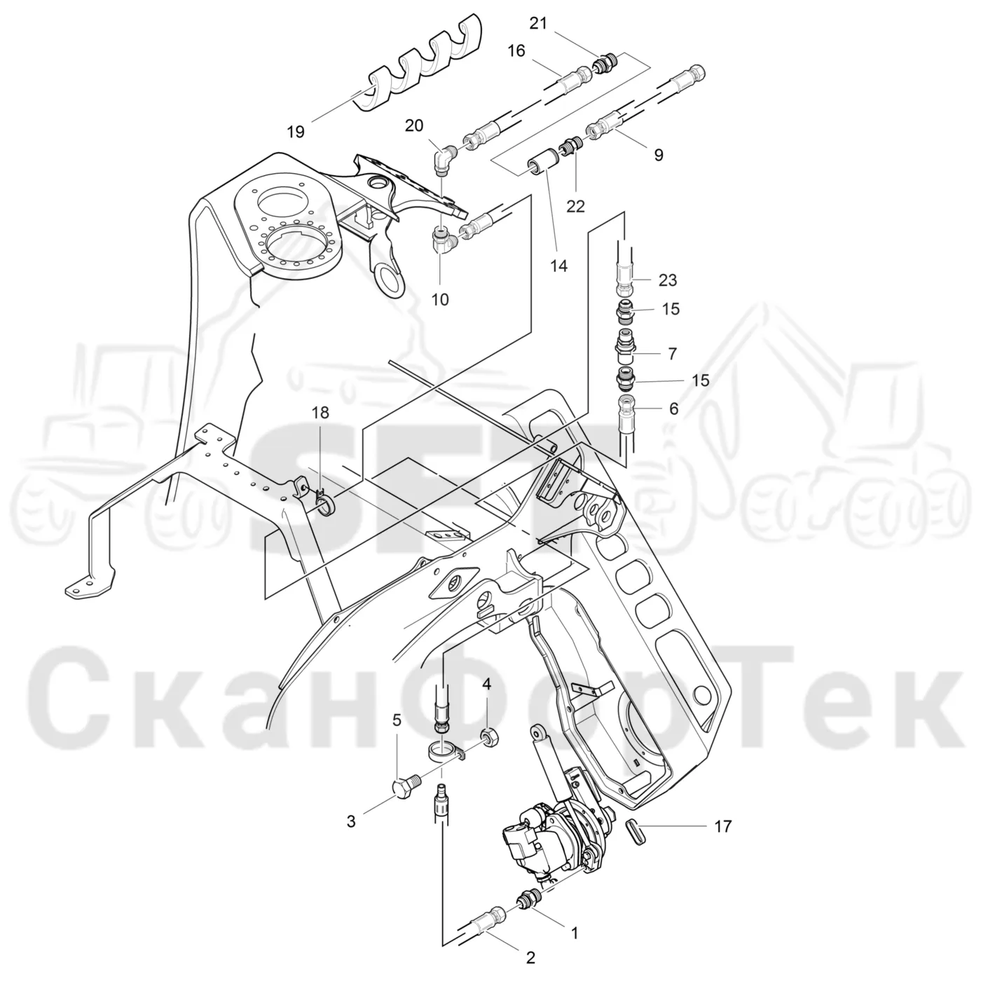 Схема: Valmet / Лесозаготовительные машины / Valmet 931 / Valmet 931 / Каталог запасных частей / Лесозаготовительное оборудование / Головка лесозаготовительной машины / Valmet 370.2 / Каталог запасных частей / Резка / Корчевка пней CRH22