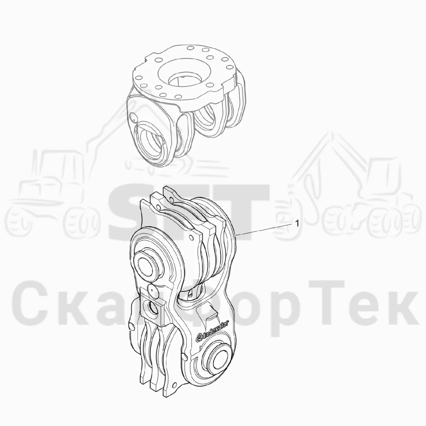 Схема: Komatsu / Лесозаготовительные машины / 911 S/N 9112062167- / Каталог запасных частей / Лесозаготовительное оборудование / Головка лесозаготовительной машины / C144 / Каталог запасных частей / Поворотные устройства и звенья / Демпфер поворота MPB2-2