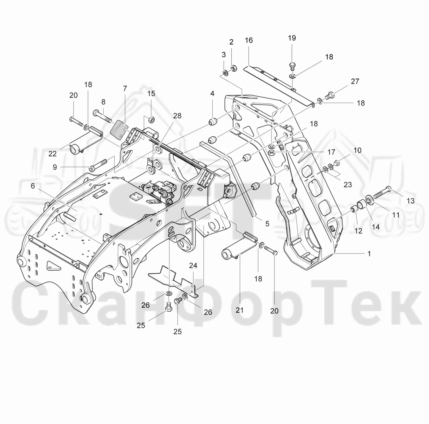 Схема: Komatsu / Лесозаготовительные машины / 931 S/N 9310021067- / Каталог запасных частей / Лесозаготовительное оборудование / Головка лесозаготовительной машины / 370.2 / Каталог запасных частей / шасси / шасси