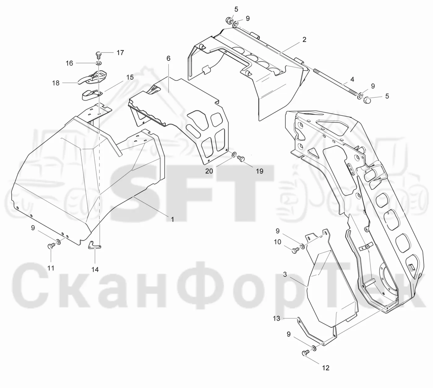 Схема: Komatsu / Лесозаготовительные машины / 931.1 / Каталог запасных частей / Лесозаготовительное оборудование / Головка лесозаготовительной машины / 370.2 / Каталог запасных частей / шасси / Капоты