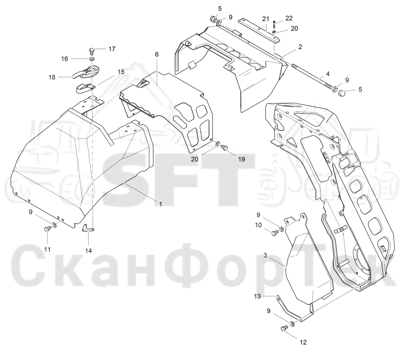 Схема: Komatsu / Лесозаготовительные машины / 951 S/N 9510004367- / Каталог запасных частей / Лесозаготовительное оборудование / Головка лесозаготовительной машины / 370.2 / Каталог запасных частей / шасси / Капоты 3700022531-