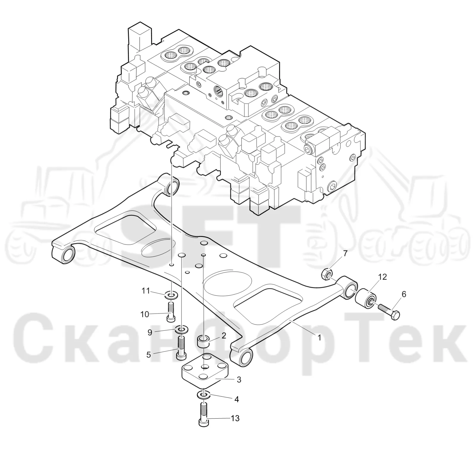Схема: Komatsu / Лесозаготовительные машины / 931XC S/N 9313021208- / Каталог запасных частей / Лесозаготовительное оборудование / Головка лесозаготовительной машины / 370.2 / Каталог запасных частей / шасси / Панель клапана