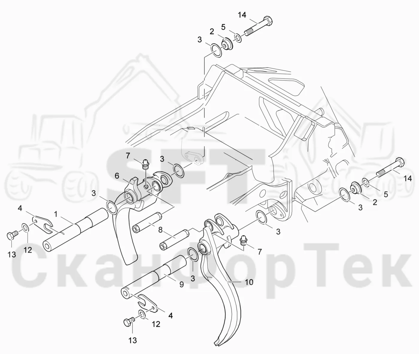 Схема: Komatsu / Лесозаготовительные машины / 931 S/N 9310021067- / Каталог запасных частей / Лесозаготовительное оборудование / Головка лесозаготовительной машины / 370.2 / Каталог запасных частей / Обрезка сучьев / Задние сучкорезные ножи