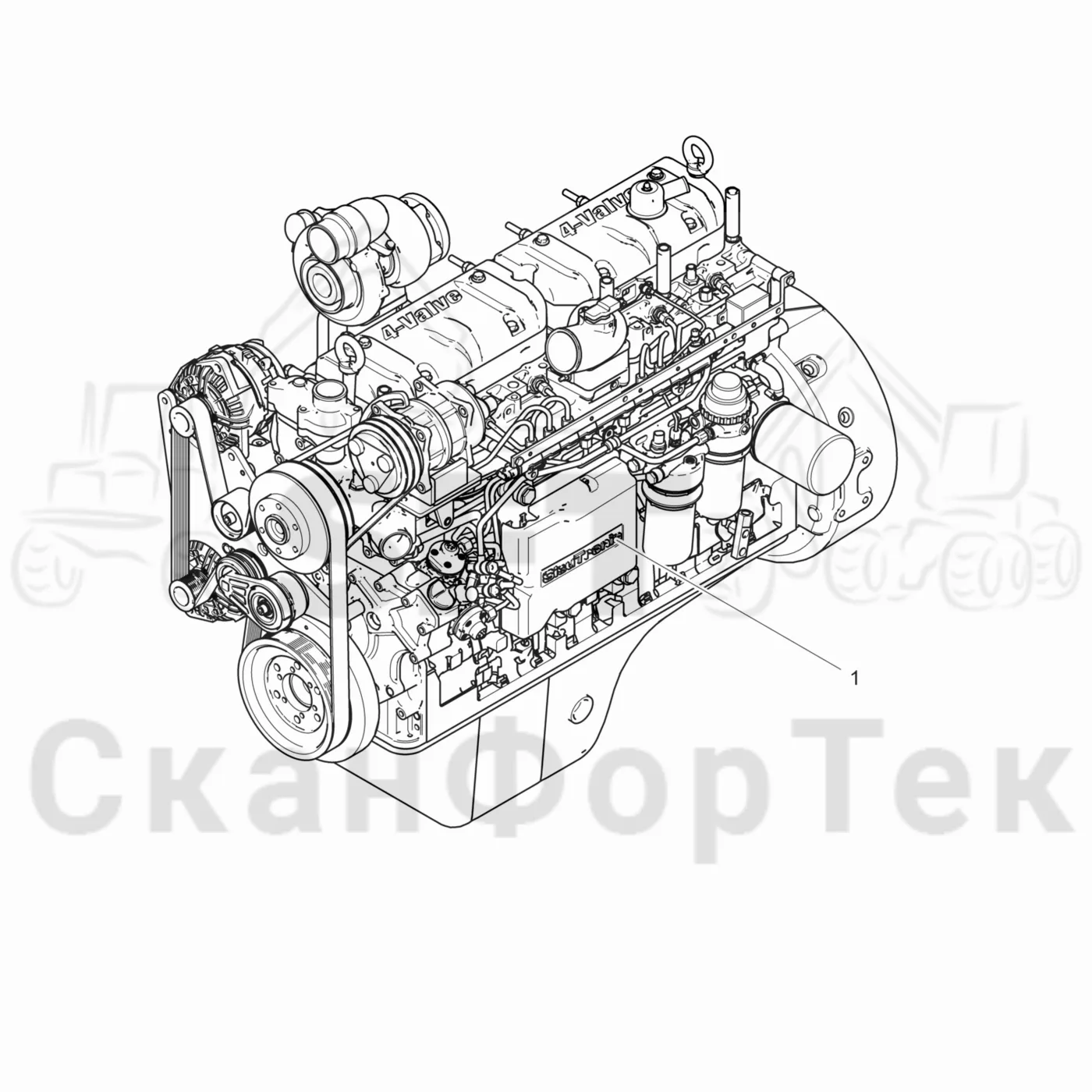 Схема: Komatsu / Лесозаготовительные машины / 931.1 / Каталог запасных частей / Двигатель / Stage 3 B/TIER 4 Interim / Двигатель