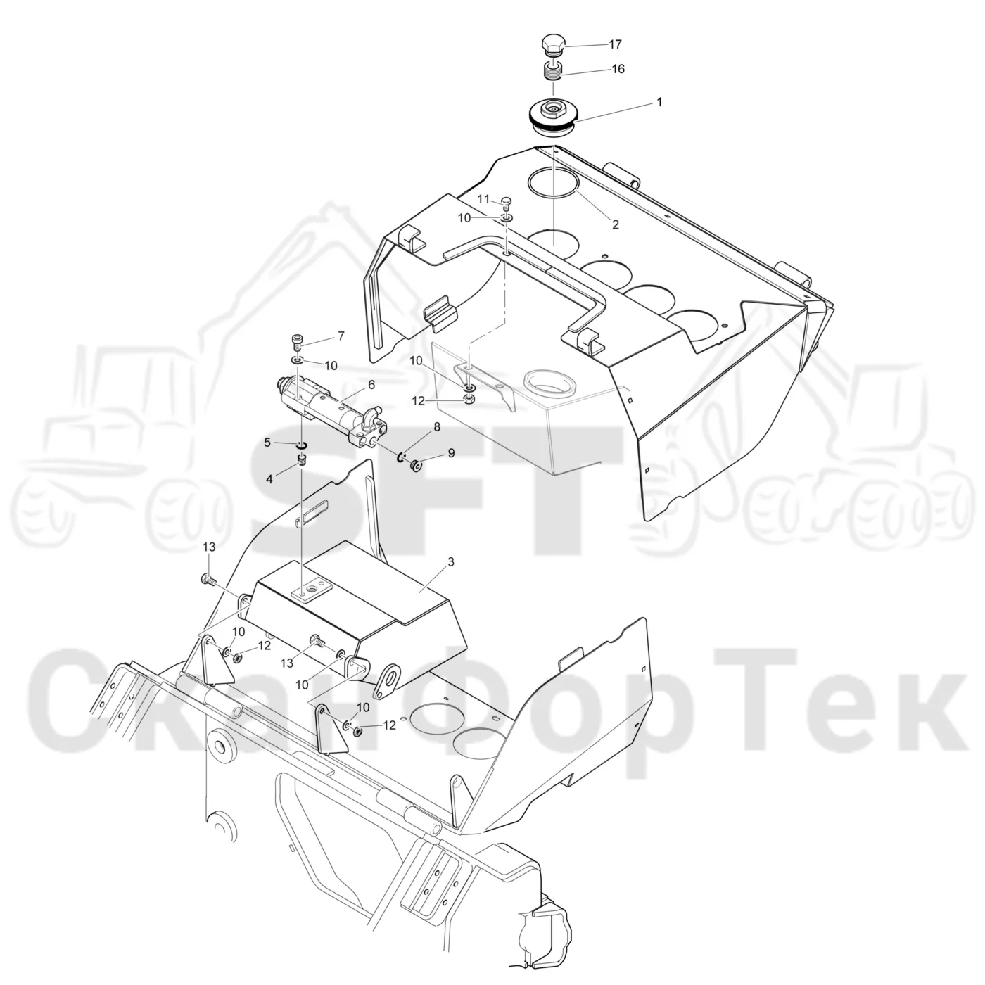 Схема: Komatsu / Лесозаготовительные машины / 911 S/N 9110062167- / Каталог запасных частей / Лесозаготовительное оборудование / Головка лесозаготовительной машины / 370.2 / Каталог запасных частей / Резка / Маслобак 3700022571-