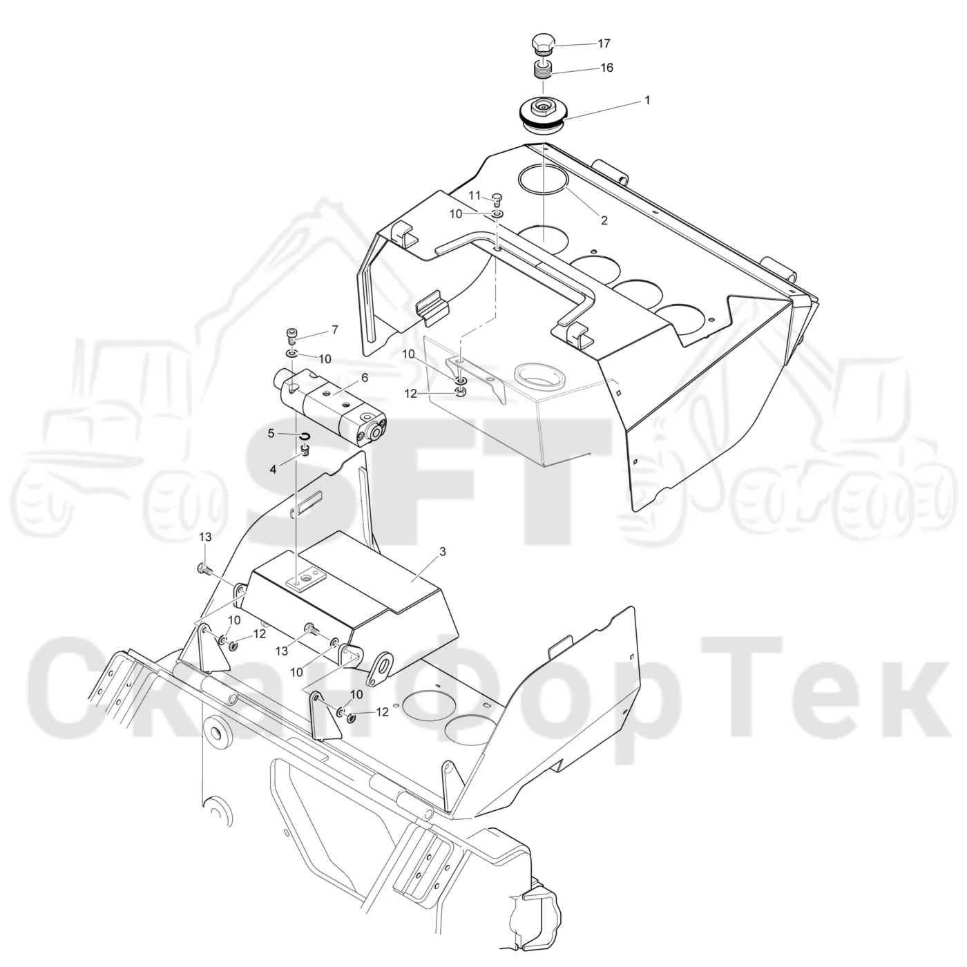 Схема: Komatsu / Лесозаготовительные машины / 931 S/N 9310021067- / Каталог запасных частей / Лесозаготовительное оборудование / Головка лесозаготовительной машины / 370.2 / Каталог запасных частей / Резка / Маслобак 3700022771-