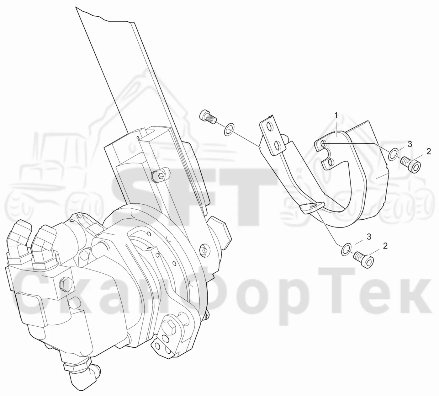 Схема: Valmet / Головки лесозаготовительной машины / Valmet 370.2 / Valmet 370.2 / Каталог запасных частей / Резка / Chain guard  211961-