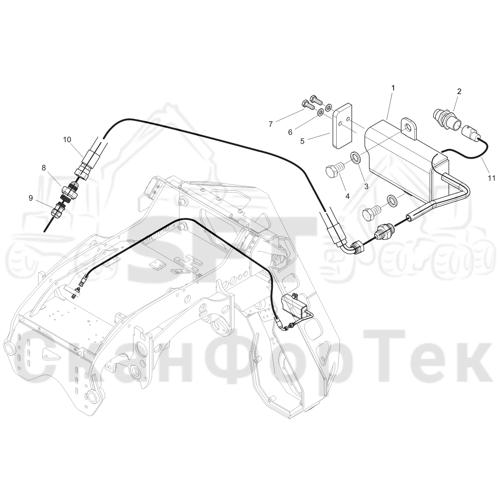 Схема: Komatsu / Лесозаготовительные машины / 911 S/N 9112062167- / Каталог запасных частей / Лесозаготовительное оборудование / Головка лесозаготовительной машины / 370.2 / Каталог запасных частей / Измерение / Find end