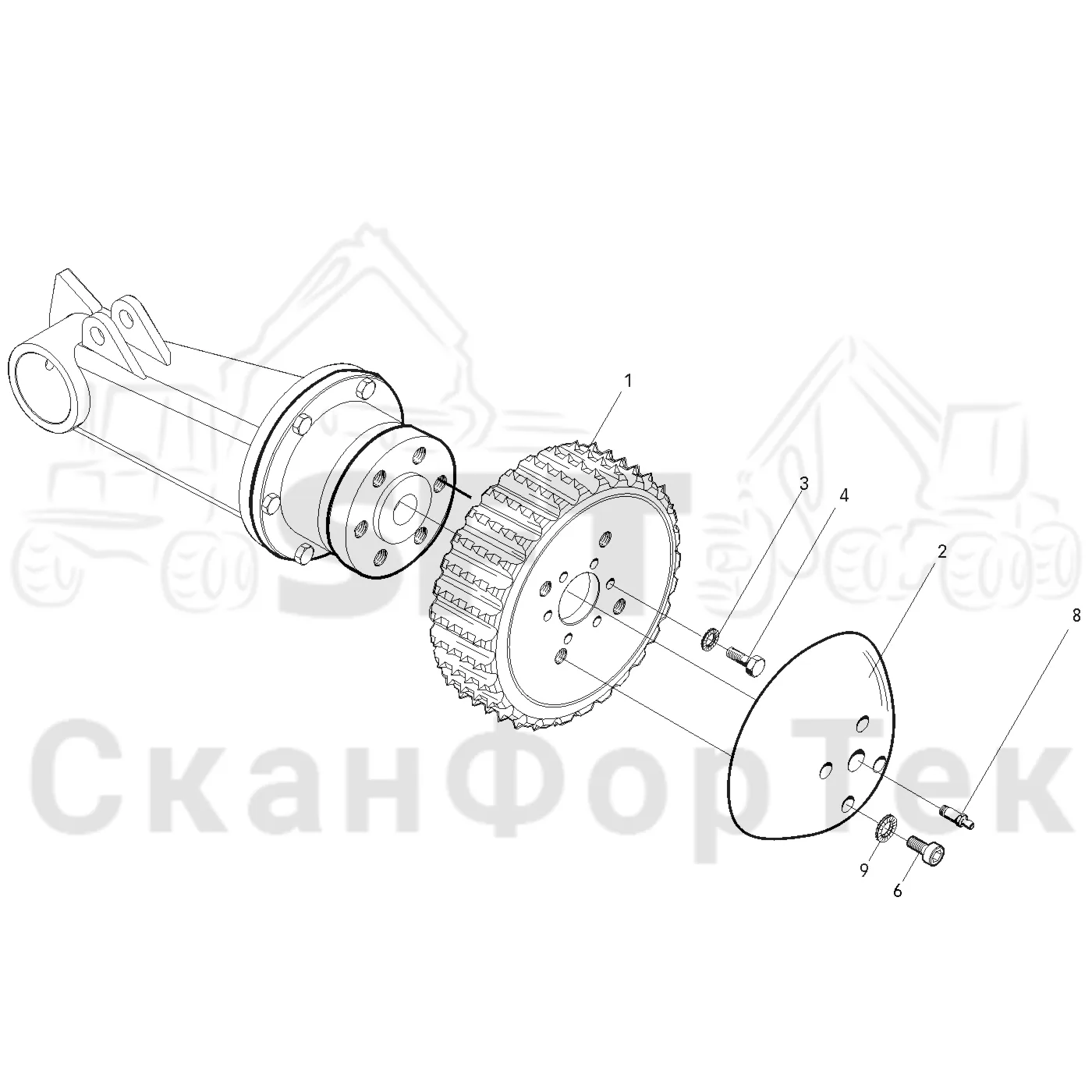 Схема: Valmet / Лесозаготовительные машины / Valmet 941 / Valmet 941 Ch -12070 / Valmet 941 Ch -12070 / Каталог запасных частей / Лесозаготовительное оборудование / Головка лесозаготовительной машины / Valmet 370.1 / Valmet 370.1 / Valmet 370.1 Ch. 11731- / Каталог запасных частей / Измерение / Мерный ролик 60 mm - 30 Зубья