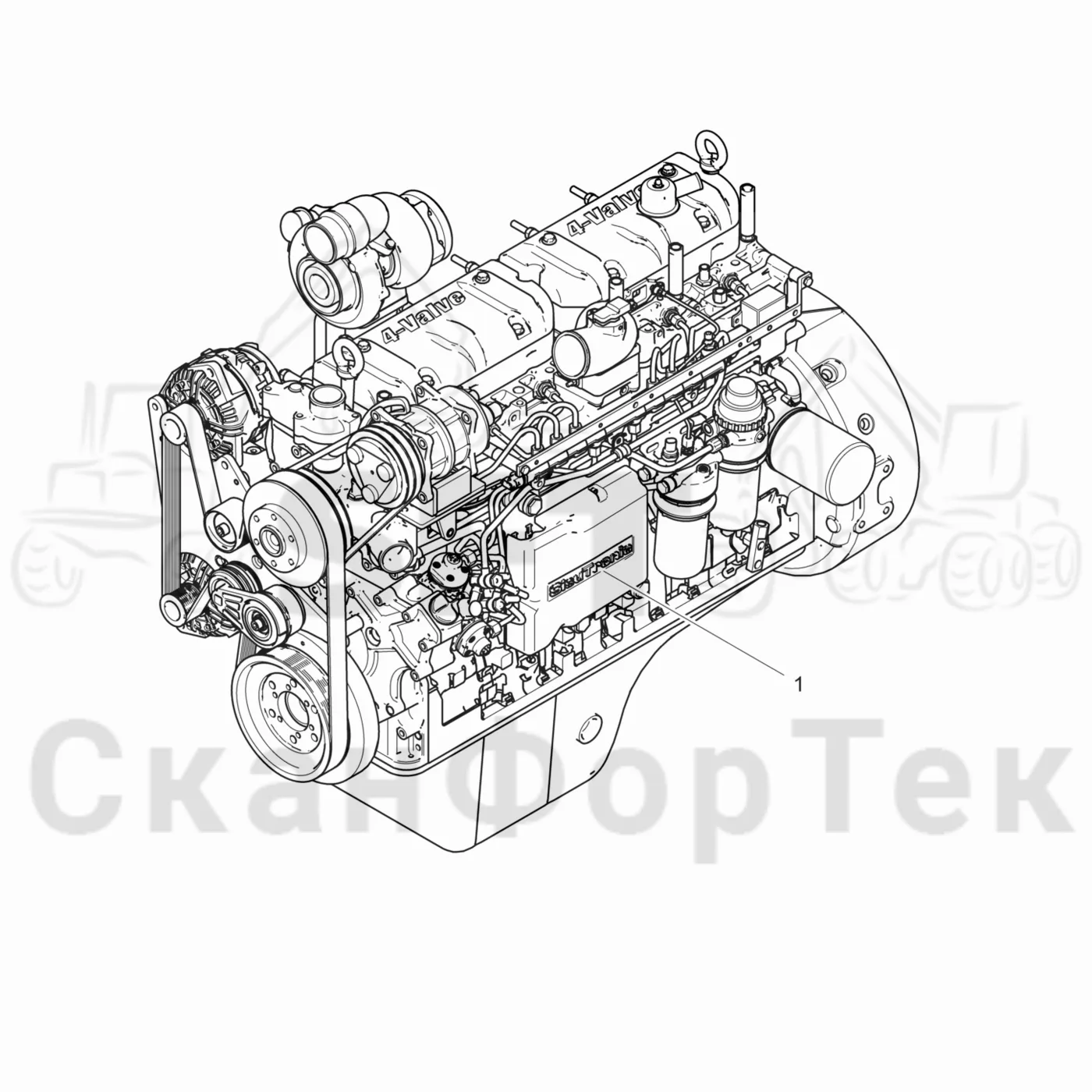 Схема: Komatsu / Лесозаготовительные машины / 931.1 / Каталог запасных частей / Двигатель / Stage 2 / TIER 2 / Двигатель