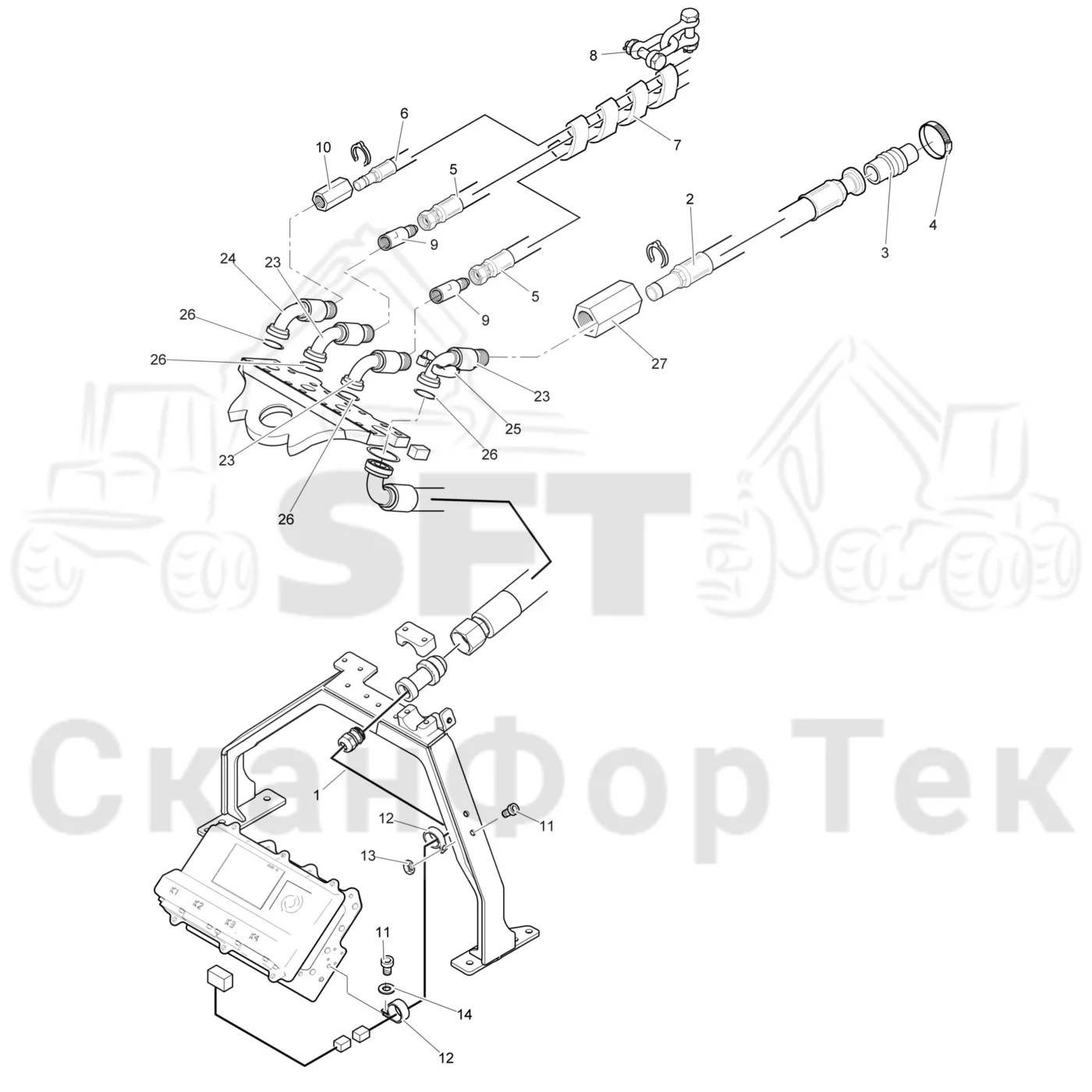 Схема: Komatsu / Лесозаготовительные машины / 931XC S/N 9313021208- / Каталог запасных частей / Лесозаготовительное оборудование / Головка лесозаготовительной машины / 370.2 / Каталог запасных частей / Поворотные устройства и звенья / Головка подъемного крана 1600 3700022711-