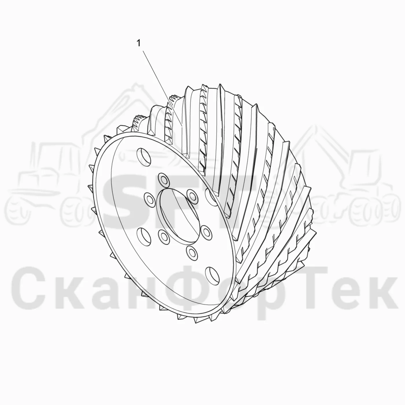 Схема: Valmet / Лесозаготовительные машины / Valmet 941 / Valmet 941 Ch 12071- / Valmet 941 Ch 12071- / Каталог запасных частей / Лесозаготовительное оборудование / Головка лесозаготовительной машины / Valmet 370 E / Valmet 370 E / Valmet 370 E Ch. 11235- / Каталог запасных частей / Подача / Подающие ролики VFR 7042