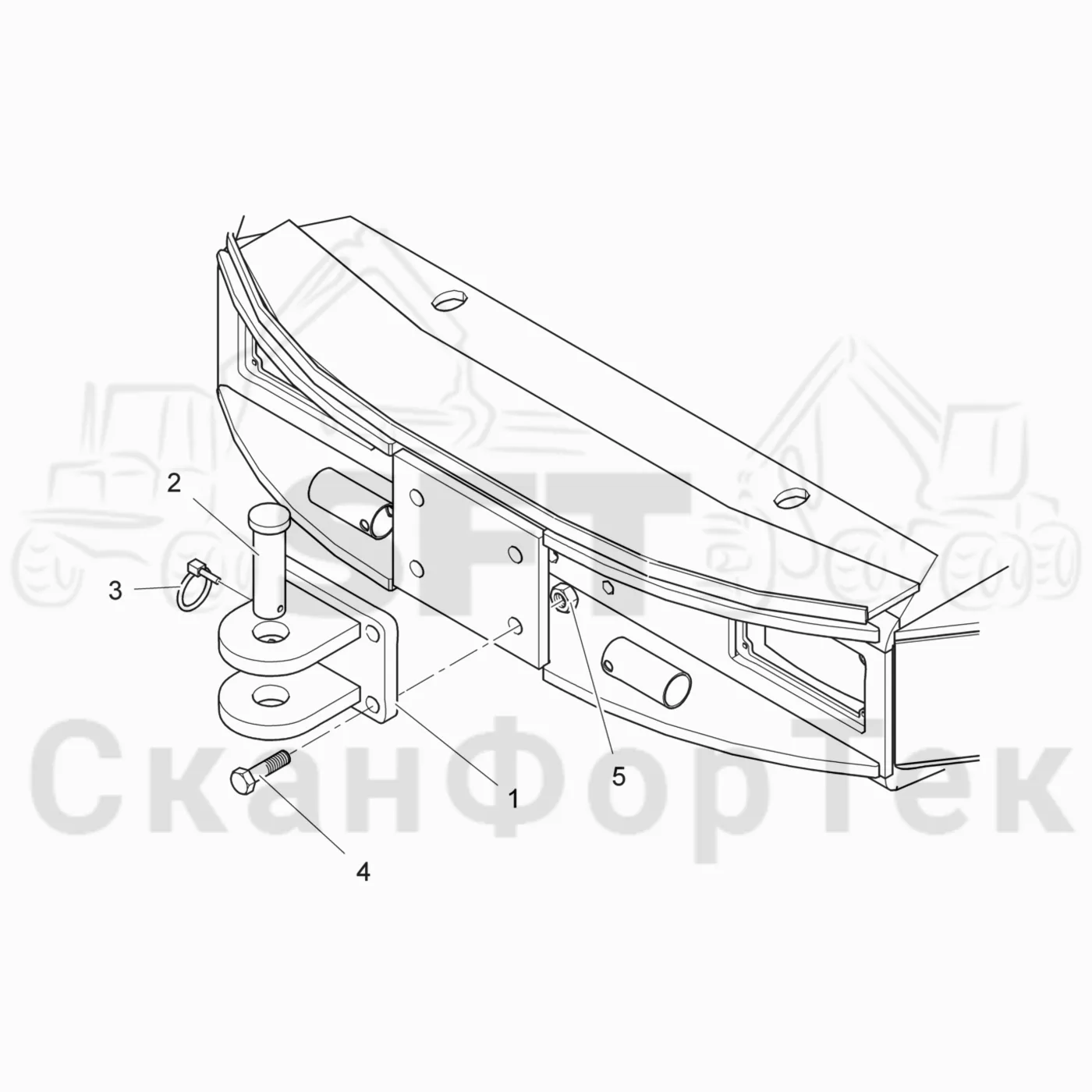 Схема: Komatsu / Лесозаготовительные машины / 931.1 / Каталог запасных частей / шасси / Рамы / Буксирный крюк