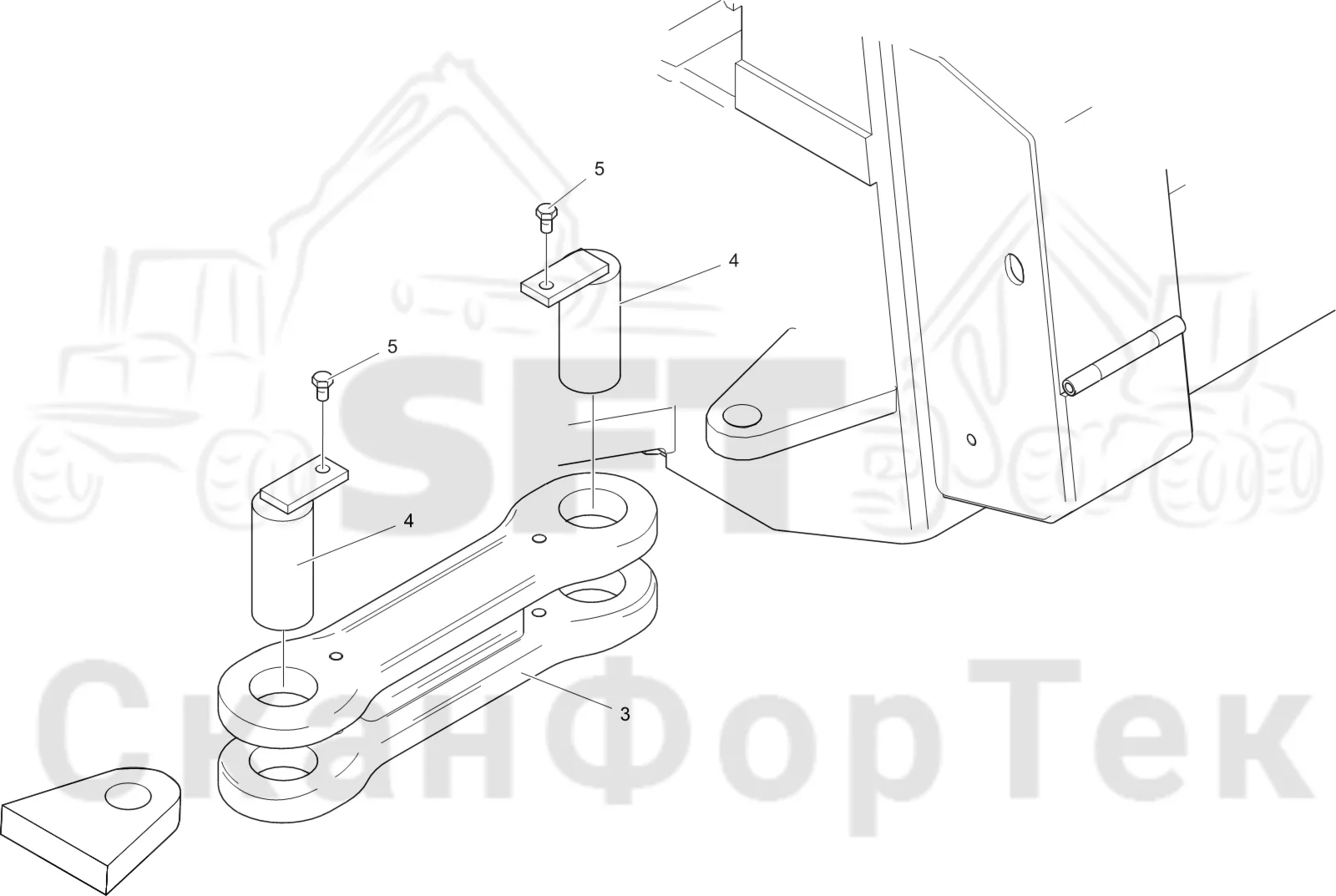 Схема: Komatsu / Лесозаготовительные машины / 931 S/N 9310021067- / Каталог запасных частей / шасси / Рамы / Фиксатор сочленения