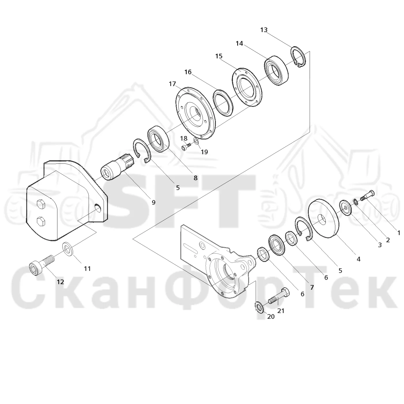 Схема: Komatsu / Лесозаготовительные машины / 941.1 / Каталог запасных частей / Лесозаготовительное оборудование / Головка лесозаготовительной машины / 370E / Каталог запасных частей / Резка / Cutting unit topsaw