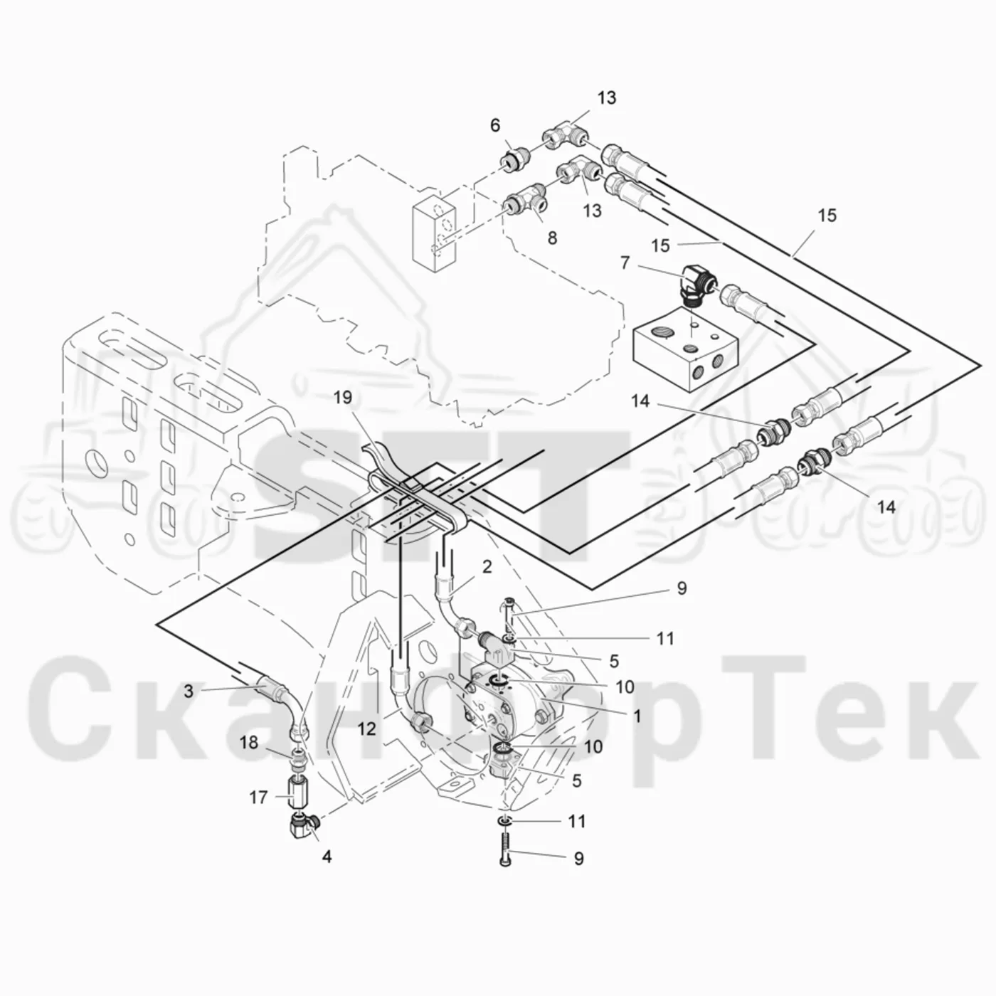 Схема: Valmet / Лесозаготовительные машины / Valmet 941 / Valmet 941 Ch 12071- / Valmet 941 Ch 12071- / Каталог запасных частей / Лесозаготовительное оборудование / Головка лесозаготовительной машины / Valmet 370 E / Valmet 370 E / Valmet 370 E Ch. 11235- / Каталог запасных частей / Резка / Cutting unit hydraulics topsaw 11323-