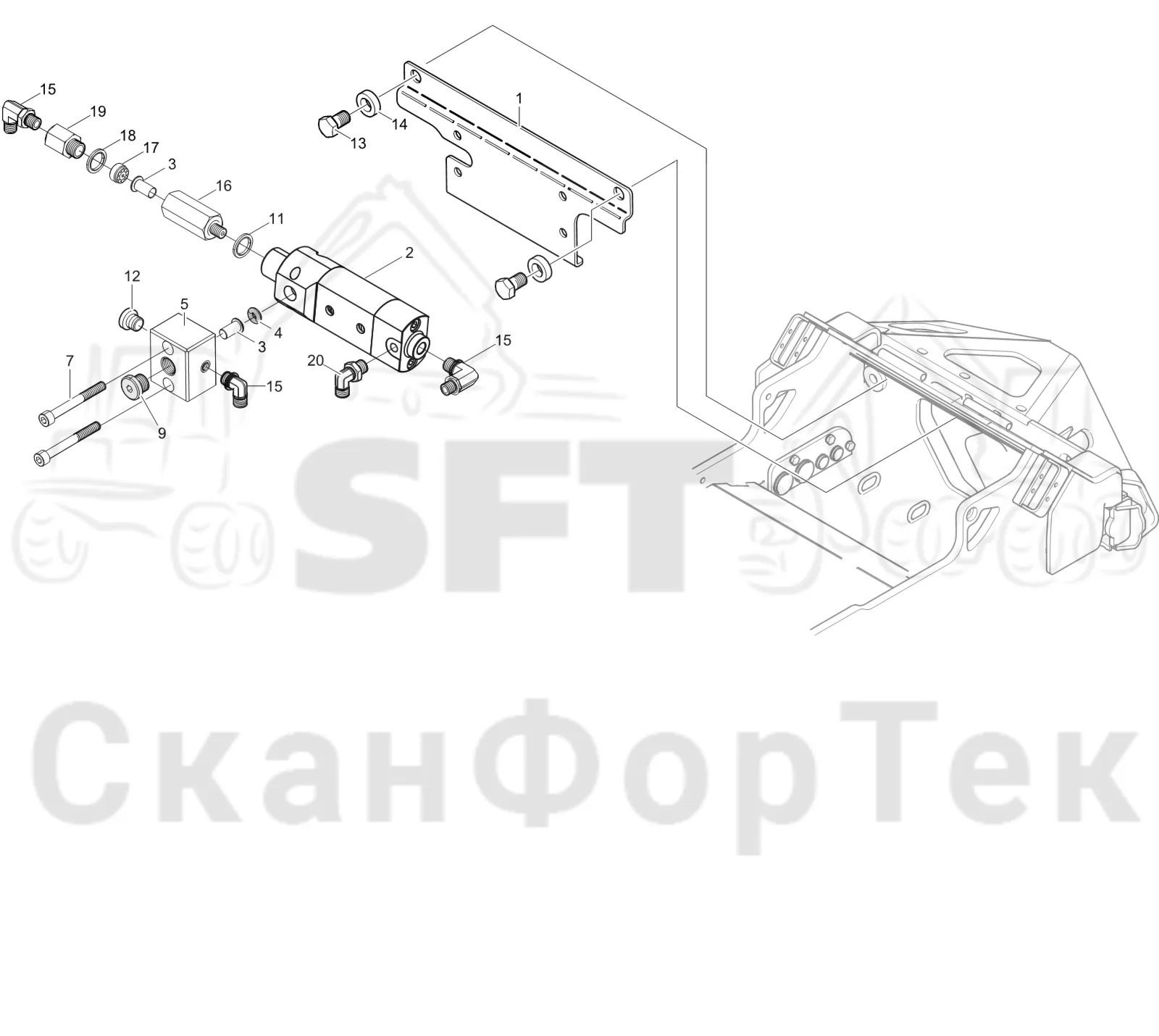 Схема: Komatsu / Головки лесозаготовительной машины / 300 Головки лесозаготовительной машины / 370E / Каталог запасных частей / Резка / Масляный насос 3701002711-