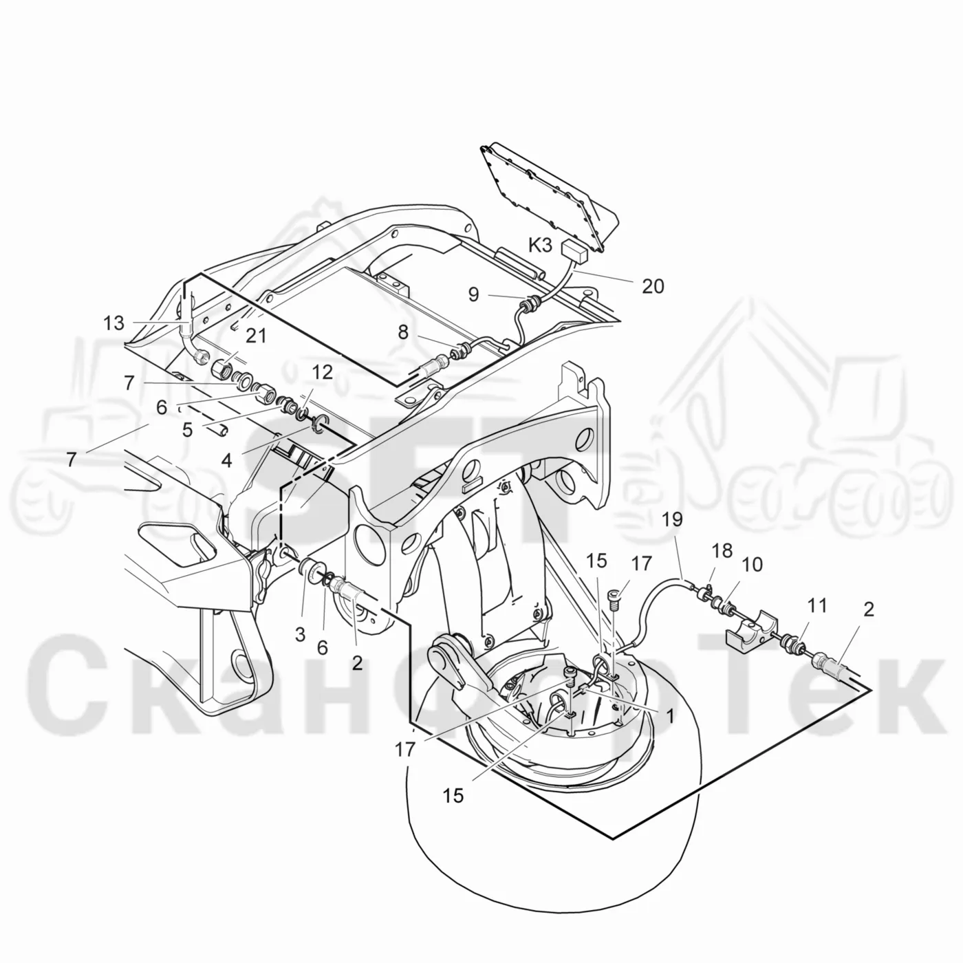 Схема: Komatsu / Лесозаготовительные машины / 951 S/N 9510004367- / Каталог запасных частей / Лесозаготовительное оборудование / Головка лесозаготовительной машины / 370E / Каталог запасных частей / Измерение / Измерение длины
