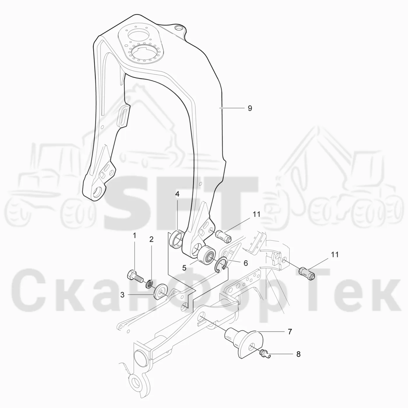 Схема: Valmet / Головки лесозаготовительной машины / Valmet 370 E / Valmet 370 E Ch.11171- / Valmet 370 E Ch. 11171- / Каталог запасных частей / Валка леса / Тяга