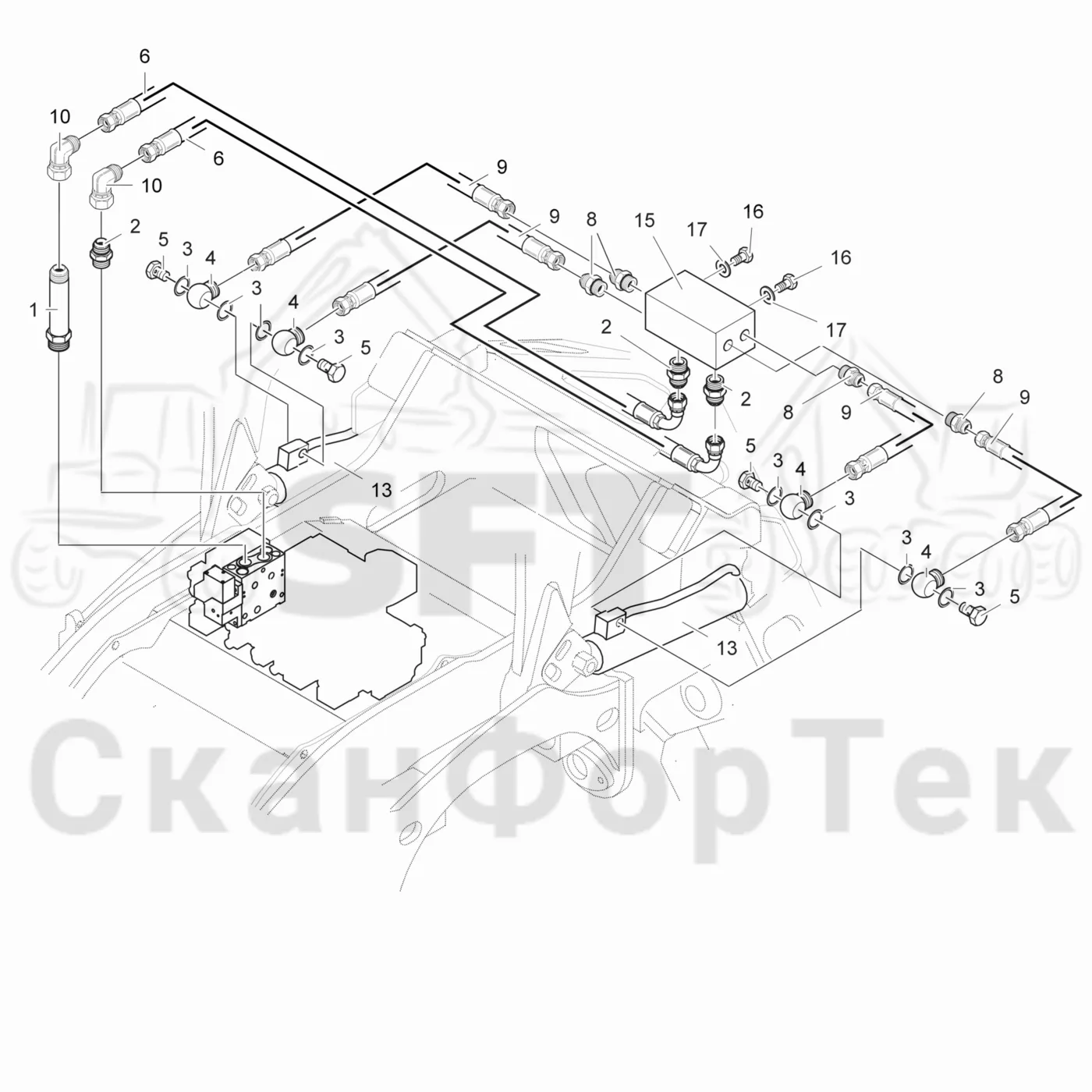 Схема: Komatsu / Головки лесозаготовительной машины / 300 Головки лесозаготовительной машины / 370E / Каталог запасных частей / Валка леса / Валочное гидравлическое оборудование