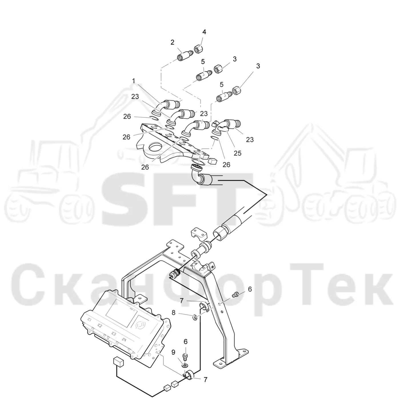 Схема: Komatsu / Лесозаготовительные машины / 951 S/N 9510004367- / Каталог запасных частей / Лесозаготовительное оборудование / Головка лесозаготовительной машины / 370E / Каталог запасных частей / Поворотные устройства и звенья / Головка подъемного крана экскаватора  3701002611-