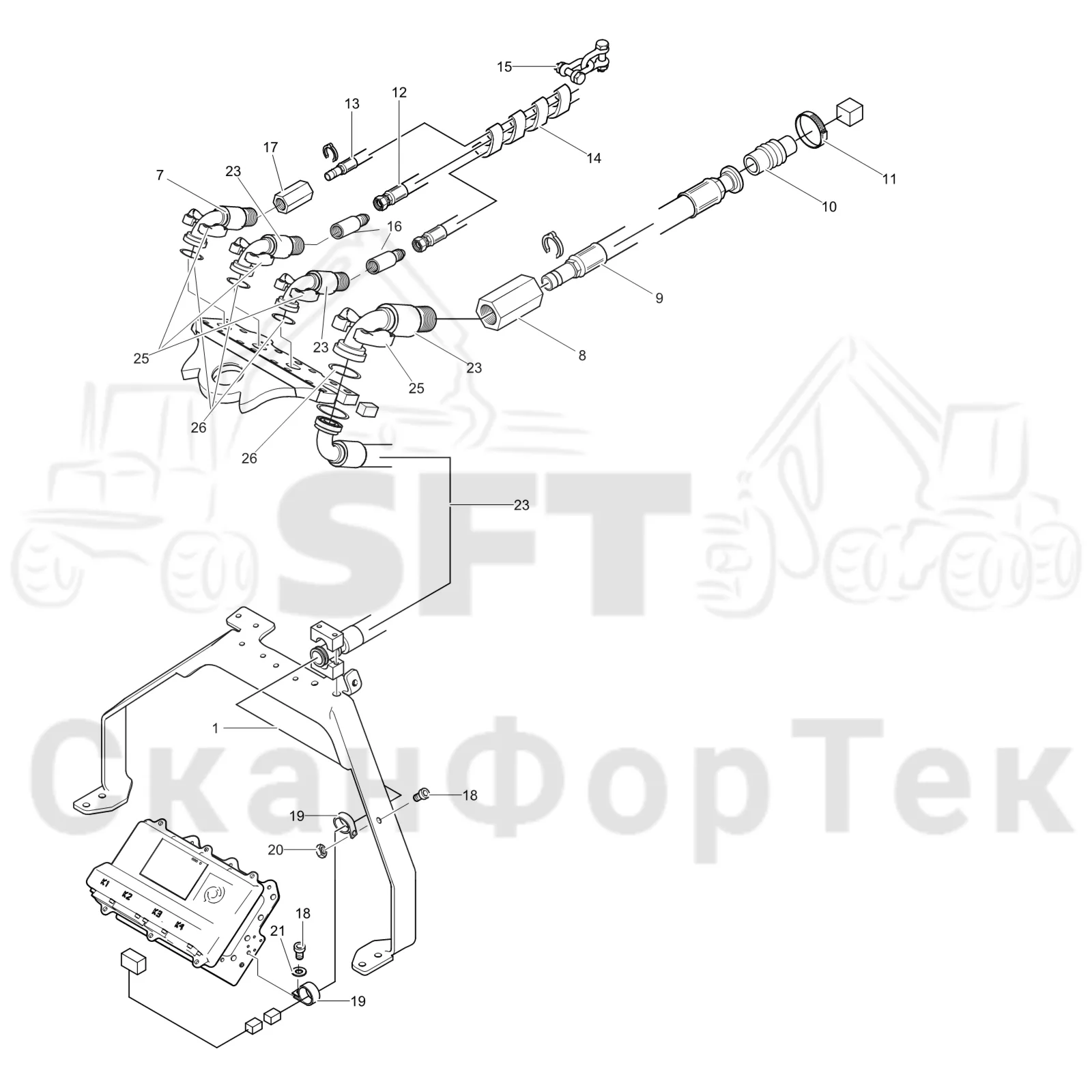 Схема: Komatsu / Лесозаготовительные машины / 951 S/N 9510004367- / Каталог запасных частей / Лесозаготовительное оборудование / Головка лесозаготовительной машины / 370E / Каталог запасных частей / Поворотные устройства и звенья / Головка подъемного крана экскаватора Pc 210 3701002851-