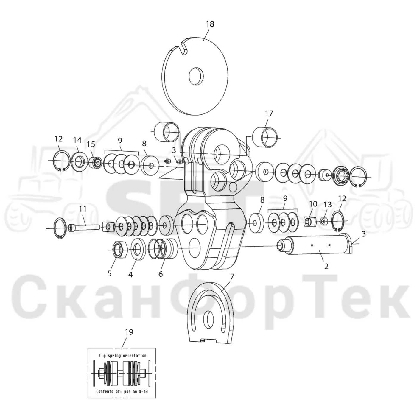Схема: Komatsu / Головки лесозаготовительной машины / S Головки лесозаготовительной машины / S132 / Каталог запасных частей / Поворотные устройства и звенья / Демпфер поворота / Демпфер поворота 100 мм / Двухкомпонентная поворотная заслонка -S