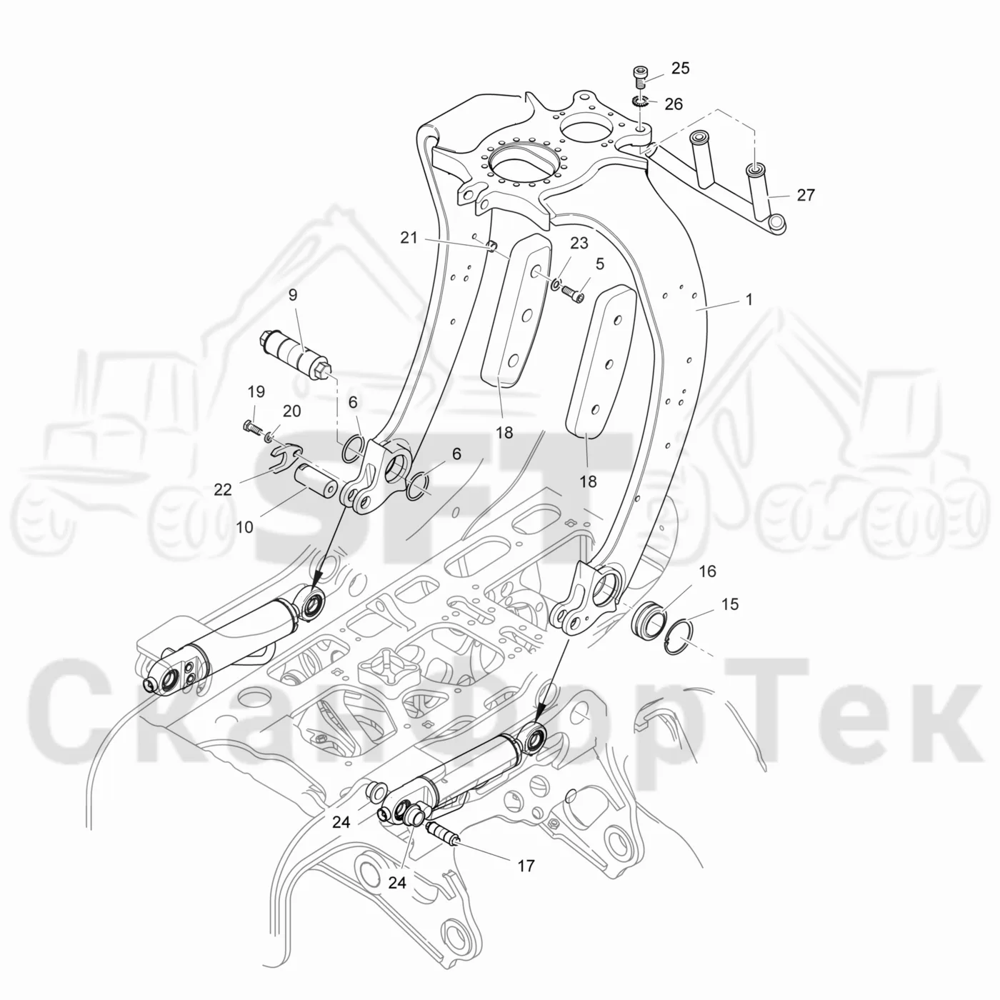 Схема: Valmet / Лесозаготовительные машины / Valmet 931 / Valmet 931 / Каталог запасных частей / Лесозаготовительное оборудование / Головка лесозаготовительной машины / Valmet 365 / Каталог запасных частей / шасси / Звено подвески