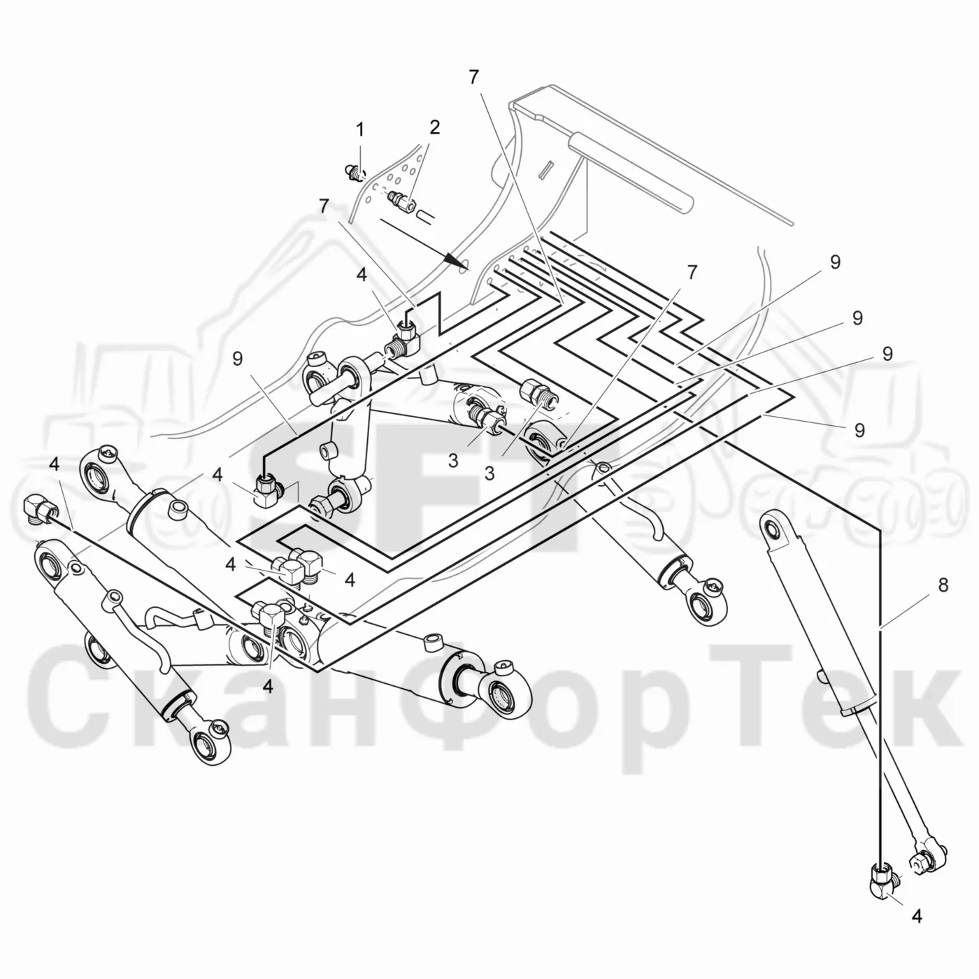 Схема: Komatsu / Лесозаготовительные машины / 931.1 / Каталог запасных частей / Лесозаготовительное оборудование / Головка лесозаготовительной машины / 365 / Каталог запасных частей / шасси / Смазка, шасси
