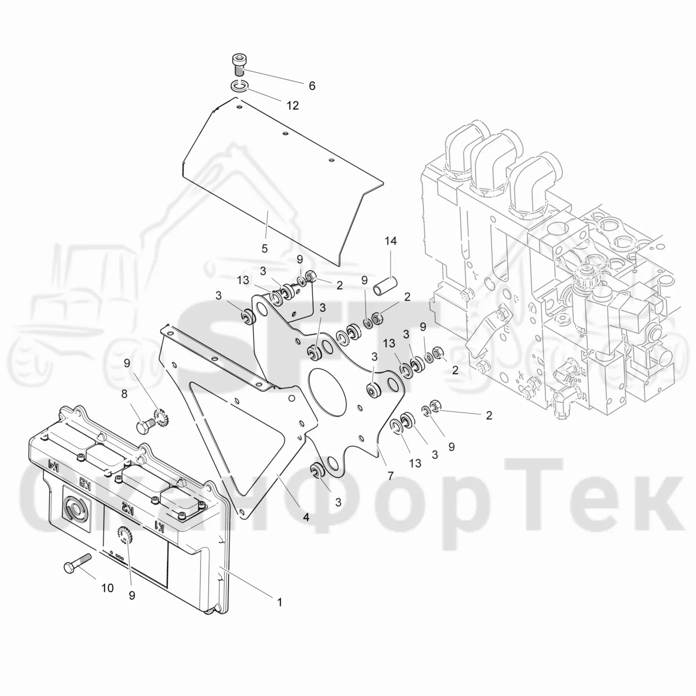 Схема: Valmet / Лесозаготовительные машины / Valmet 931 / Valmet 931 / Каталог запасных частей / Лесозаготовительное оборудование / Головка лесозаготовительной машины / Valmet 365 / Каталог запасных частей / Система управления / Компьютер