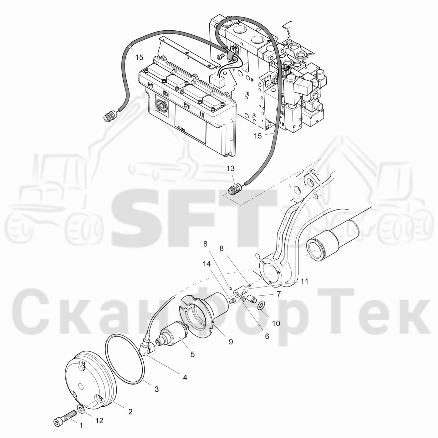 Схема: Komatsu / Лесозаготовительные машины / 911.4 / Каталог запасных частей / Лесозаготовительное оборудование / Головка лесозаготовительной машины / 365 / Каталог запасных частей / Измерение / Измерение диаметра