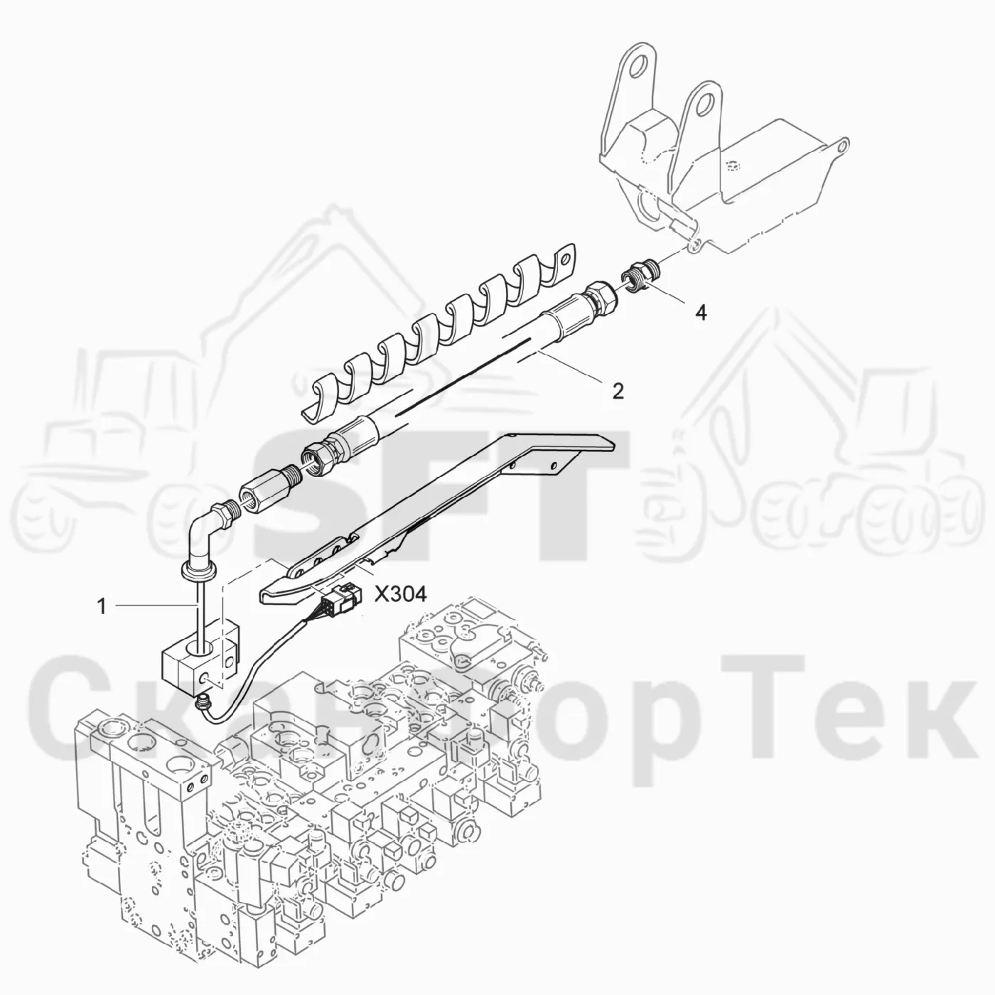 Схема: Komatsu / Головки лесозаготовительной машины / 300 Головки лесозаготовительной машины / 365 / Каталог запасных частей / Поворотные устройства и звенья / Crane-head CRH 18 electric .4